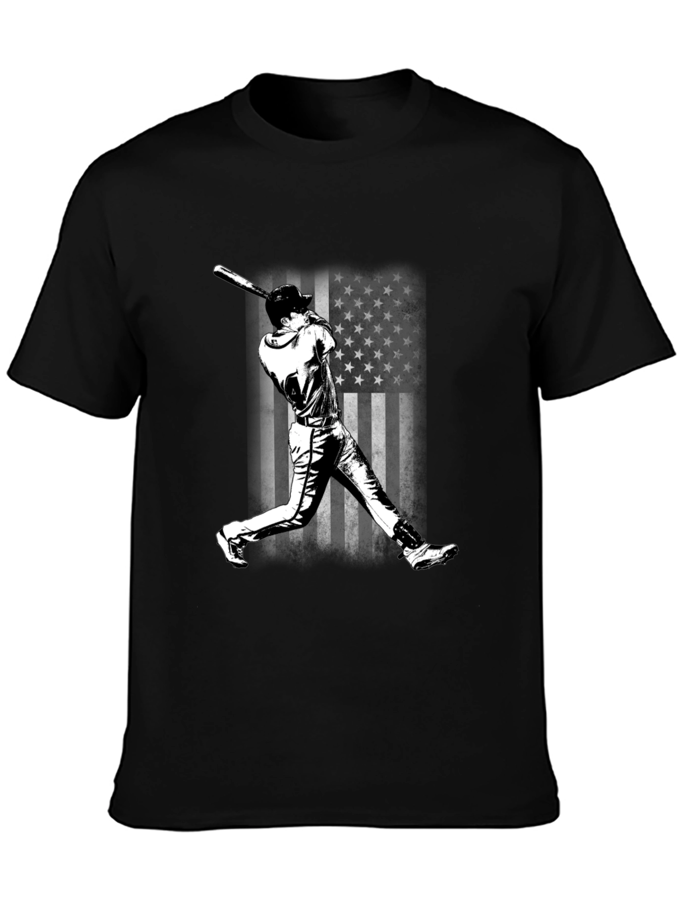 Baseball Player T-Shirt - USA Flag Design