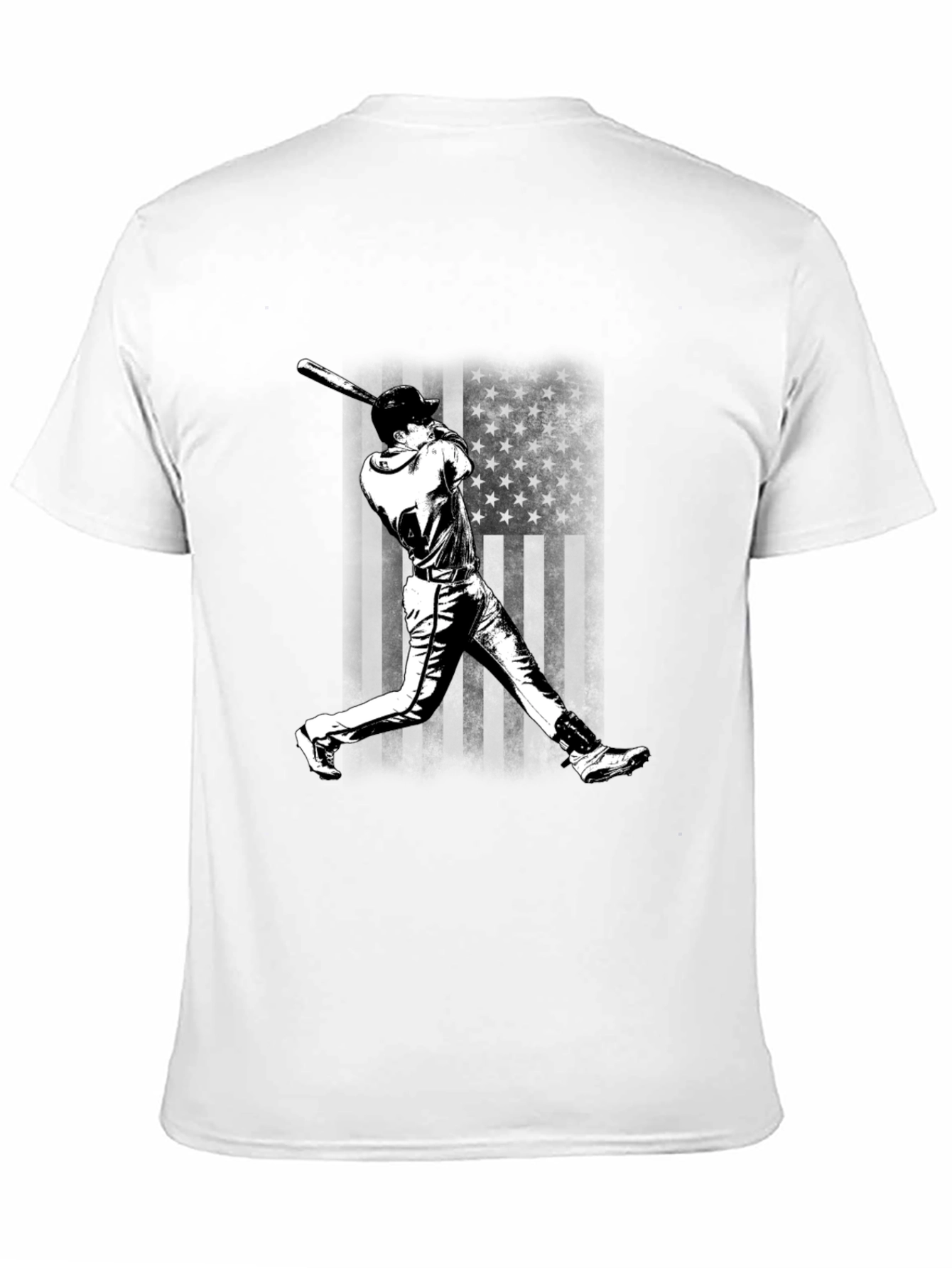 Baseball Player T-Shirt - USA Flag Design