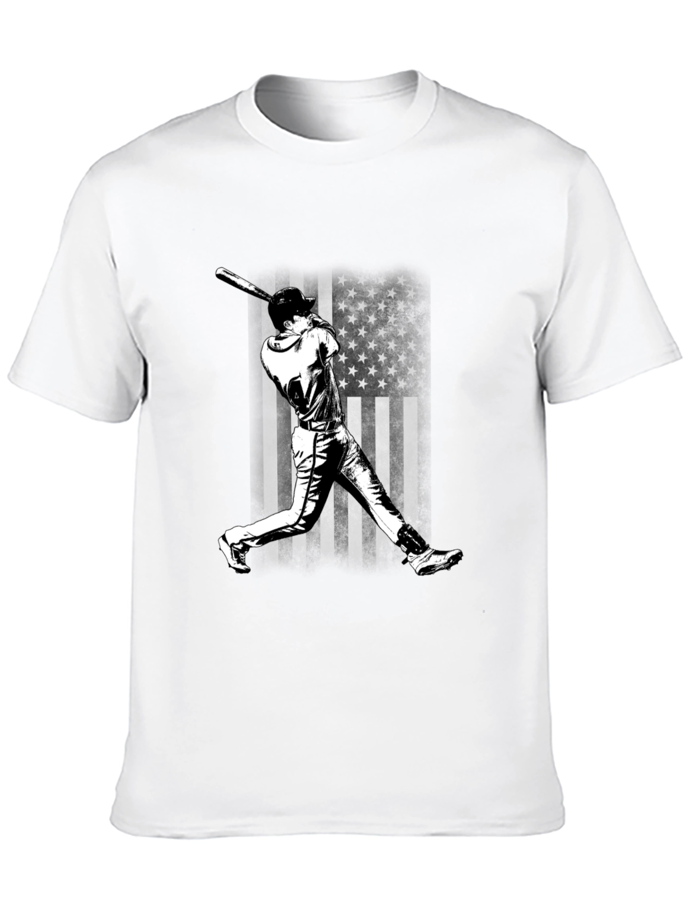 Baseball Player T-Shirt - USA Flag Design