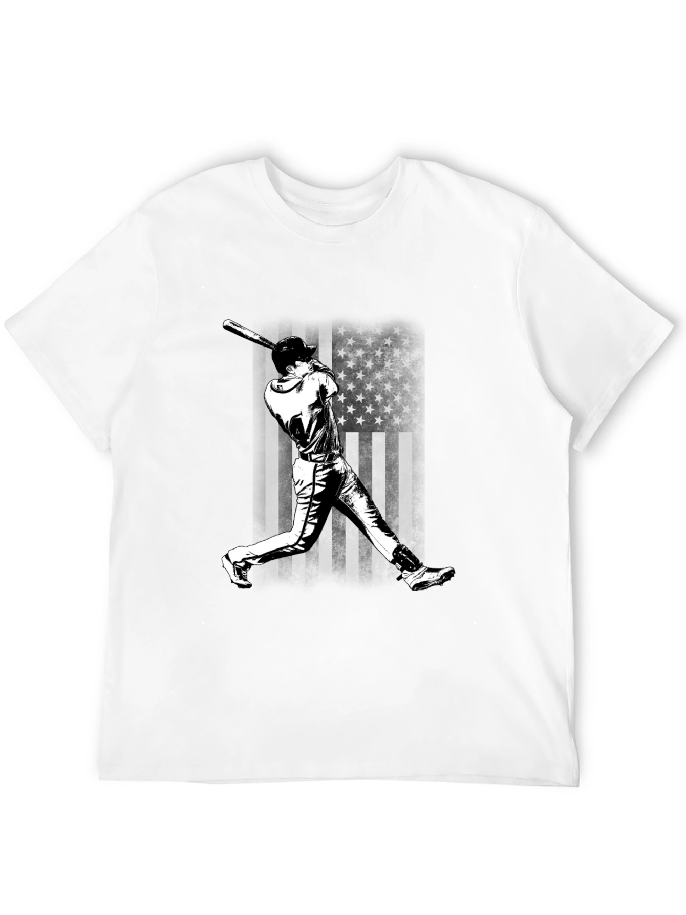 Baseball Player T-Shirt - USA Flag Design