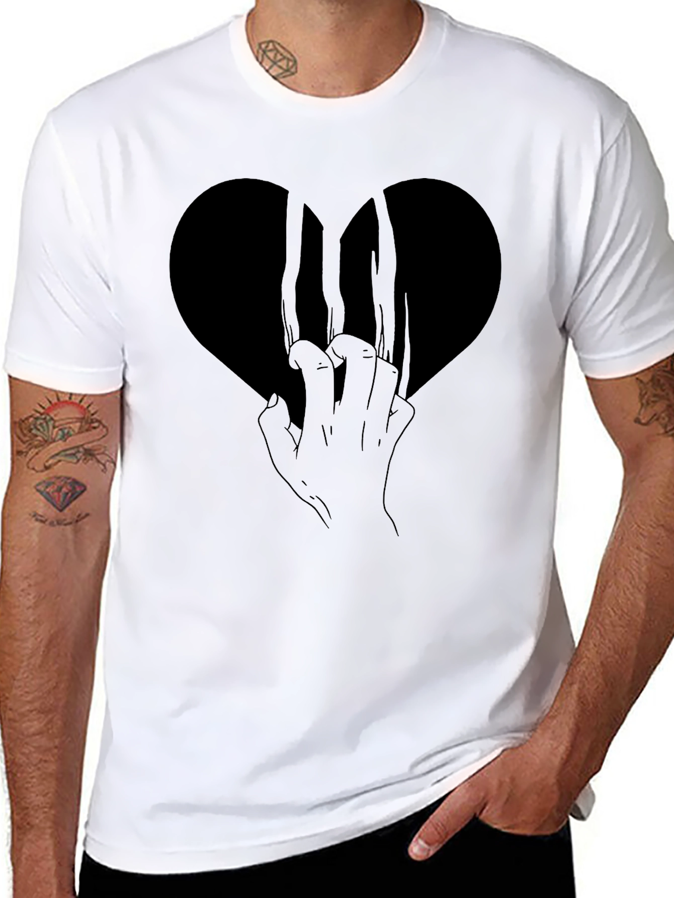 Black Heart Hand Claw Graphic Tee - Mens