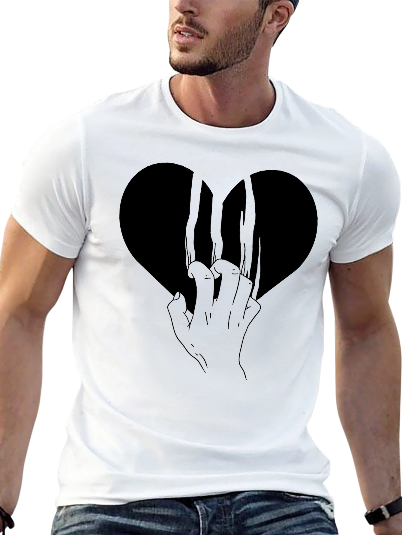 Black Heart Hand Claw Graphic Tee - Mens