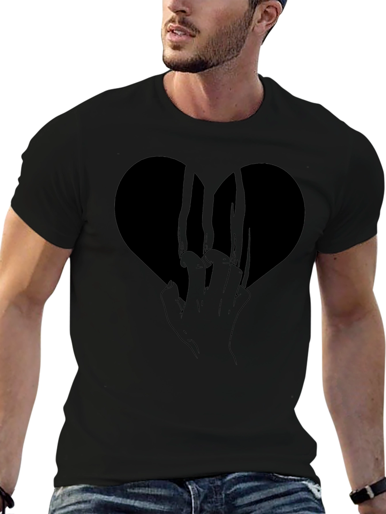 Black Heart Hand Claw Graphic Tee - Mens