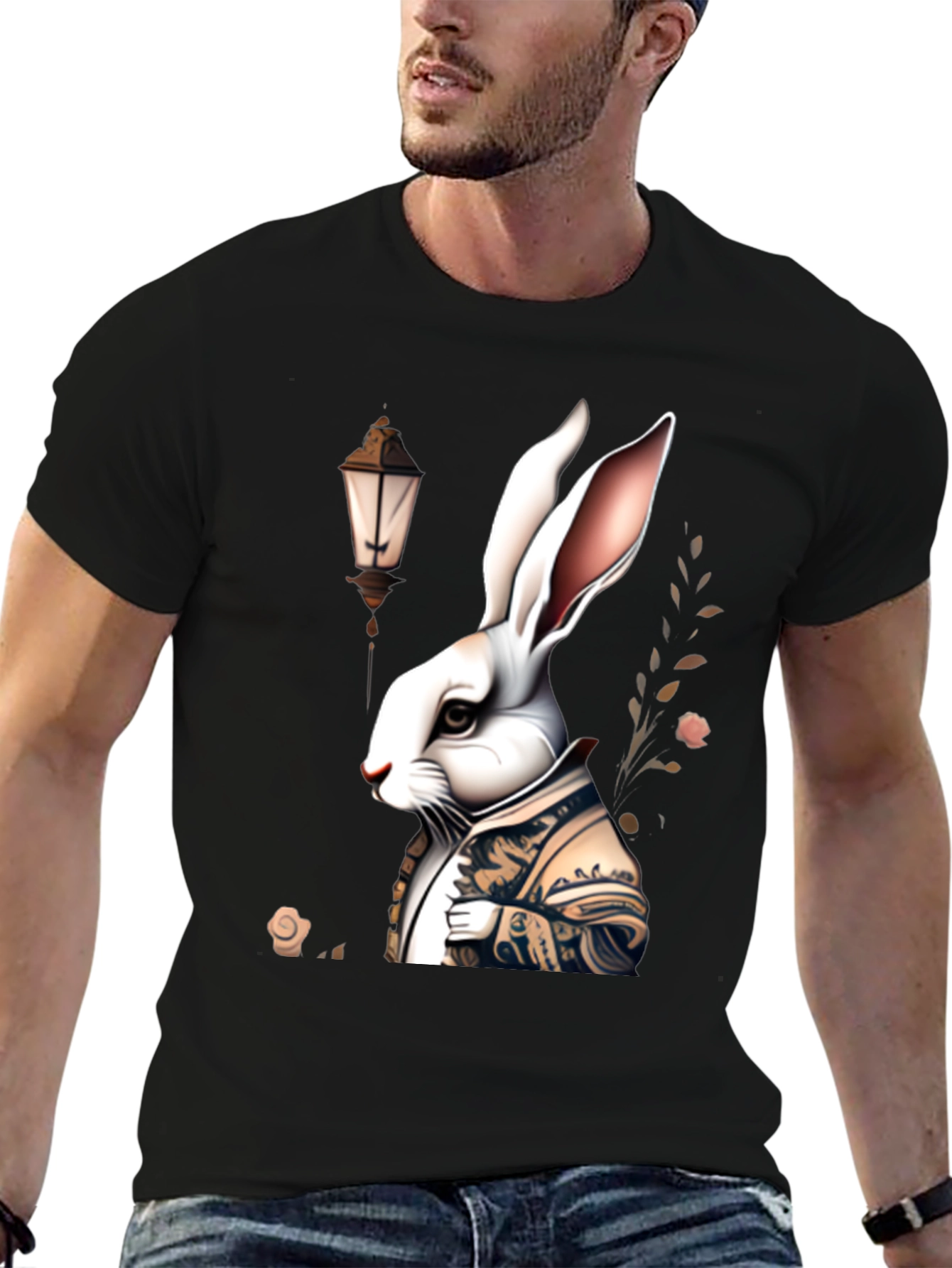 Whimsical Rabbit Graphic Tee - Unique Print