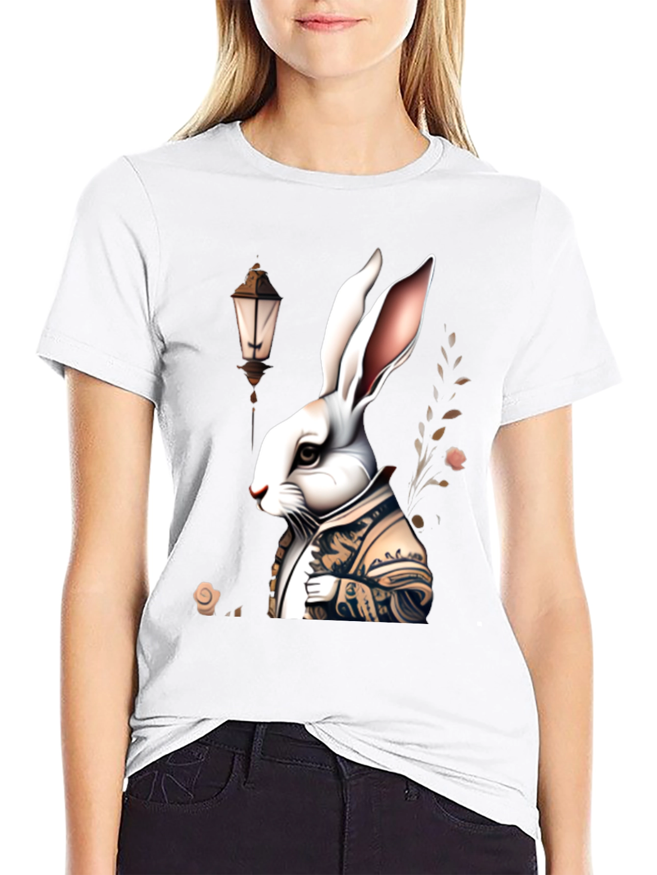 Whimsical Rabbit Graphic Tee - Unique Print