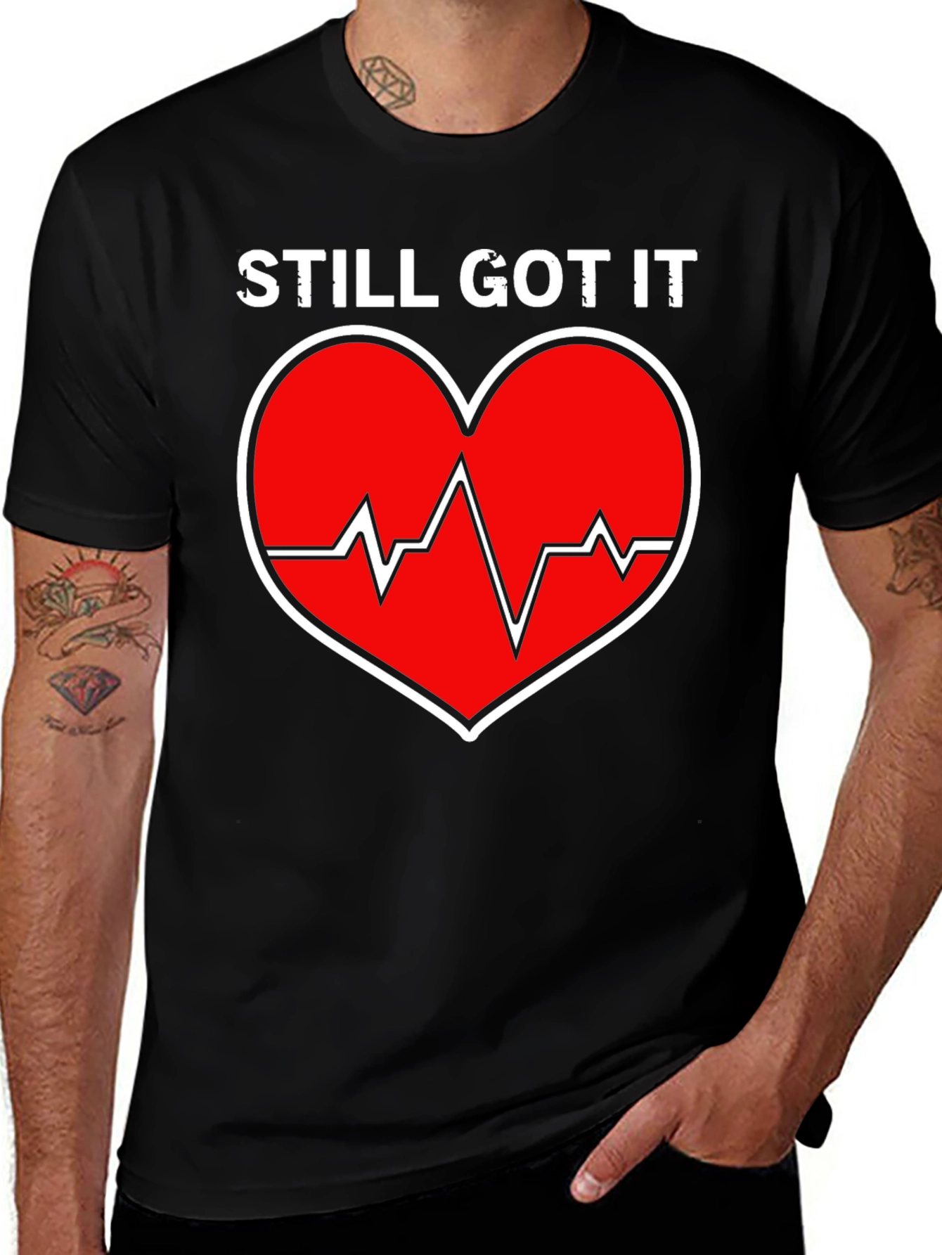 Still Got It Heartbeat Graphic Tee - Black