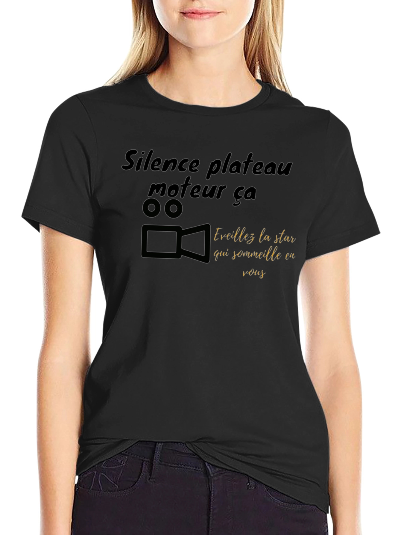 Black T-Shirt with Movie Theme Graphic