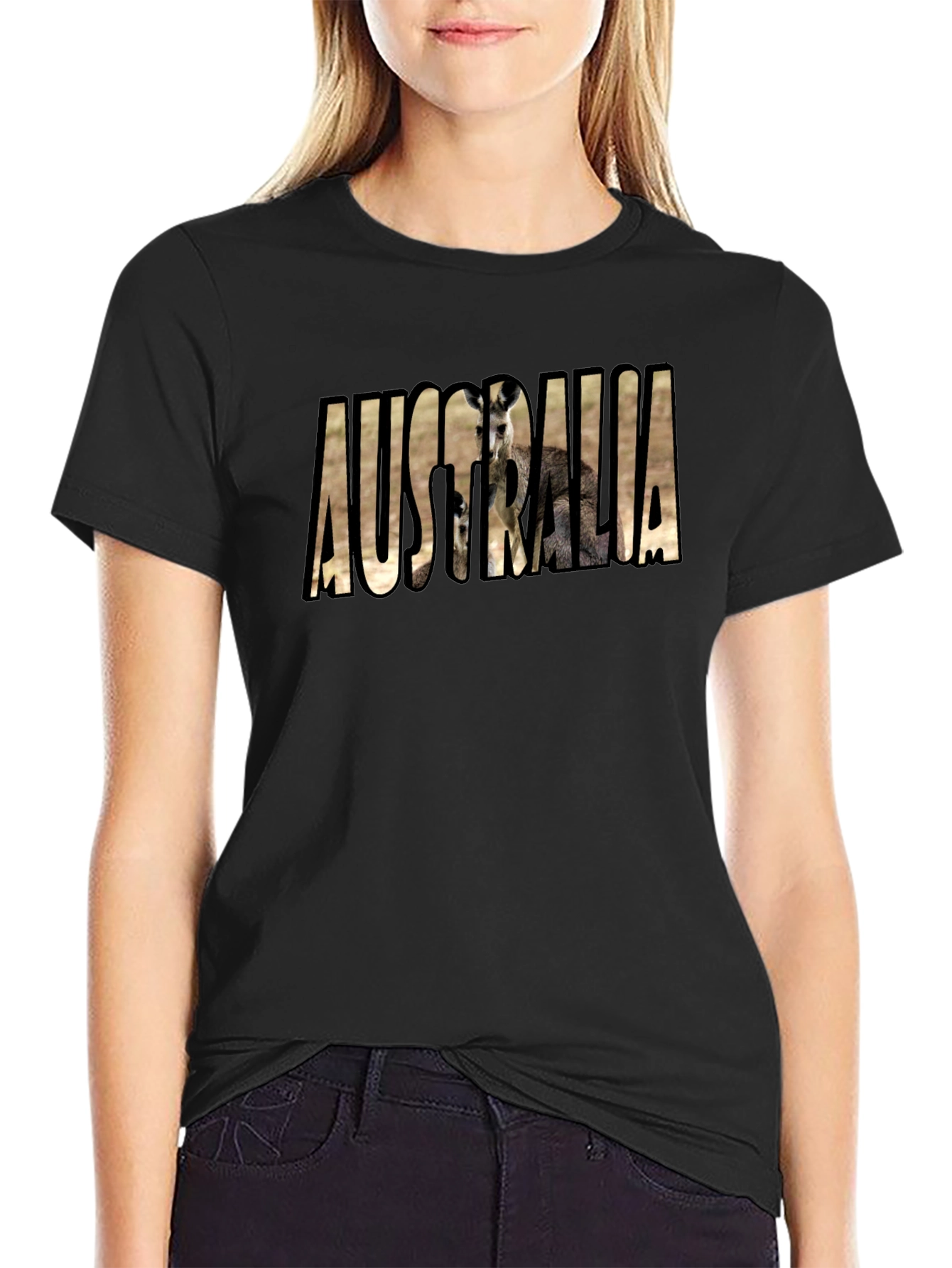 Australia Kangaroo Black T-Shirt