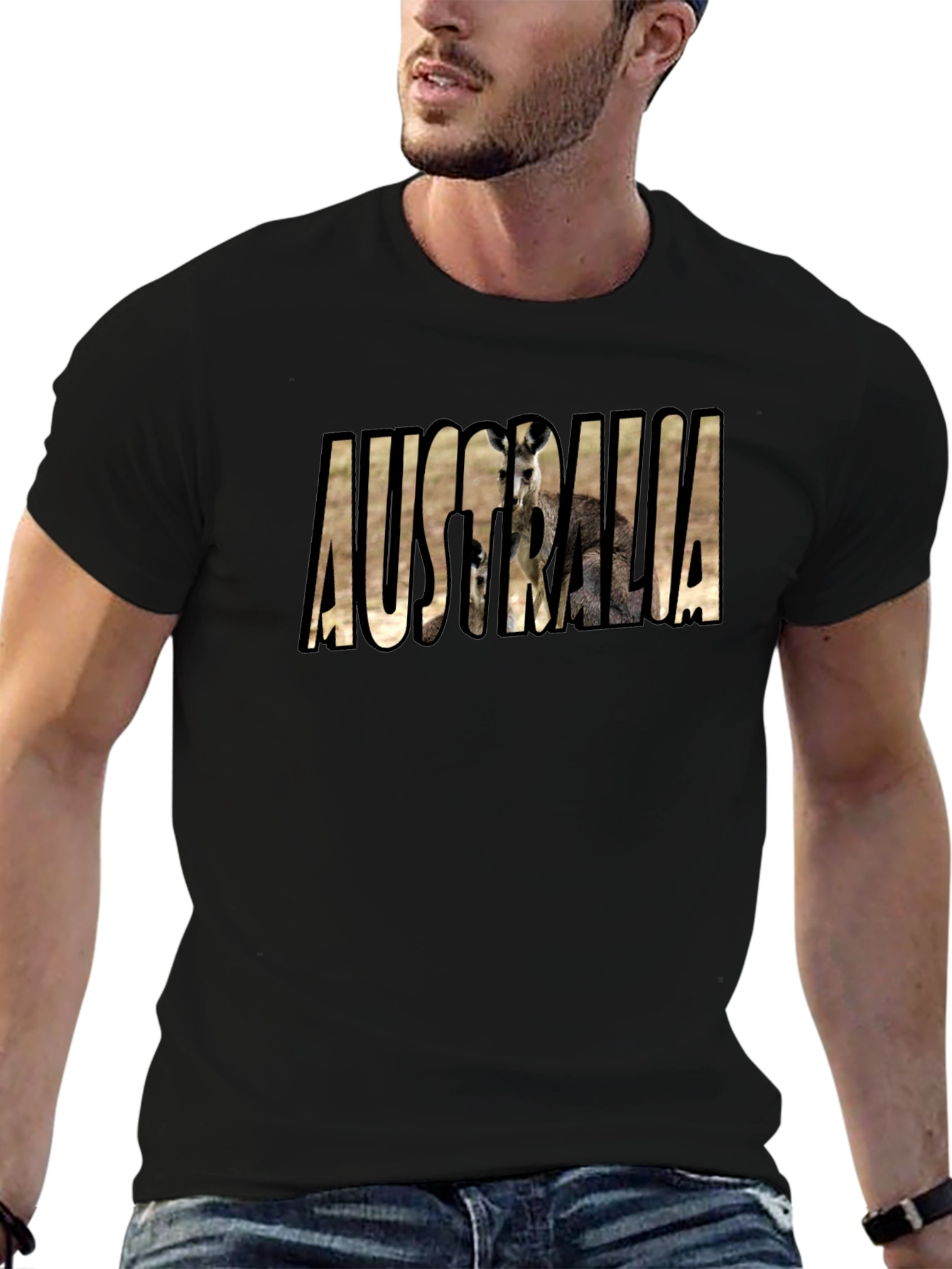 Australia Kangaroo Black T-Shirt