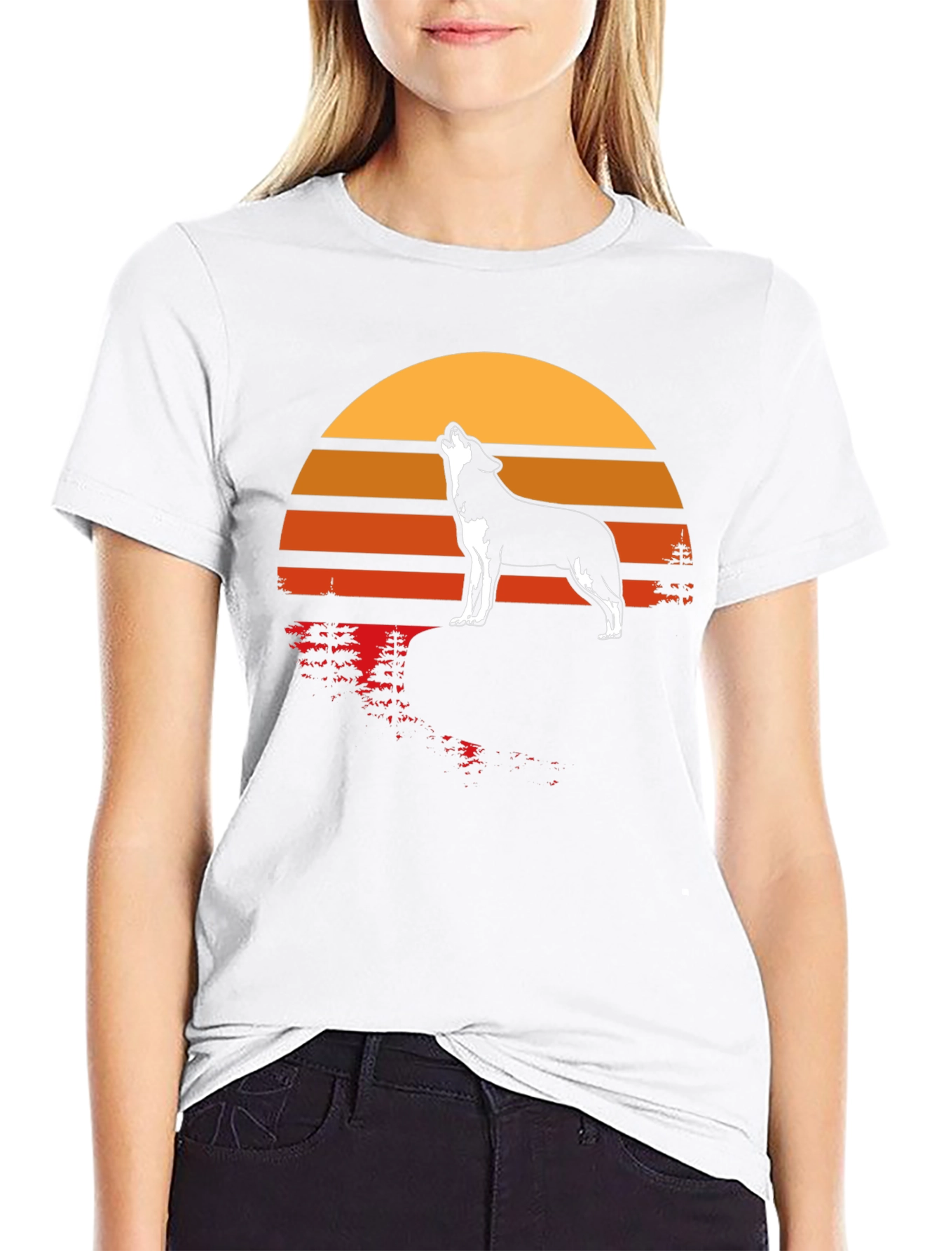 Wolf Howling at Sunset Graphic T-Shirt