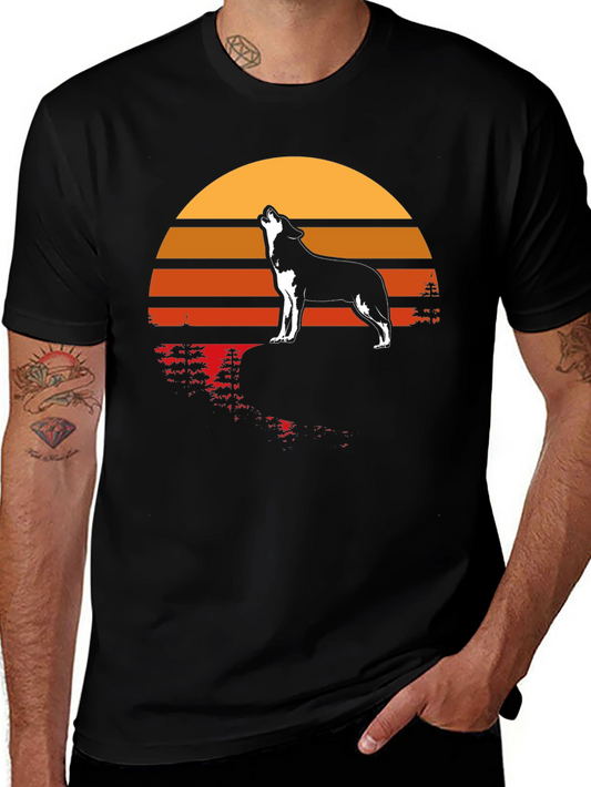 Wolf Howling at Sunset Graphic T-Shirt