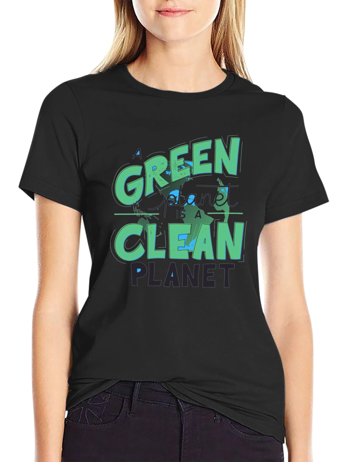 Eco-Friendly Green Planet T-Shirt - Clean Earth Design