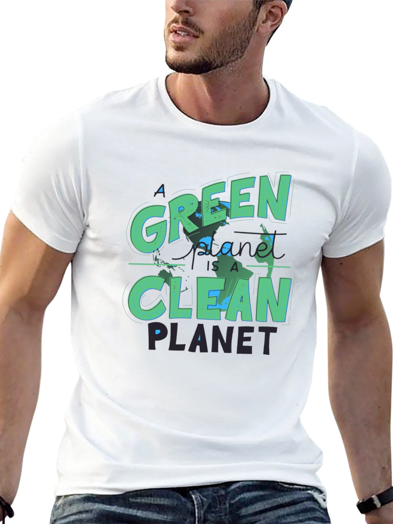 Eco-Friendly Green Planet T-Shirt - Clean Earth Design