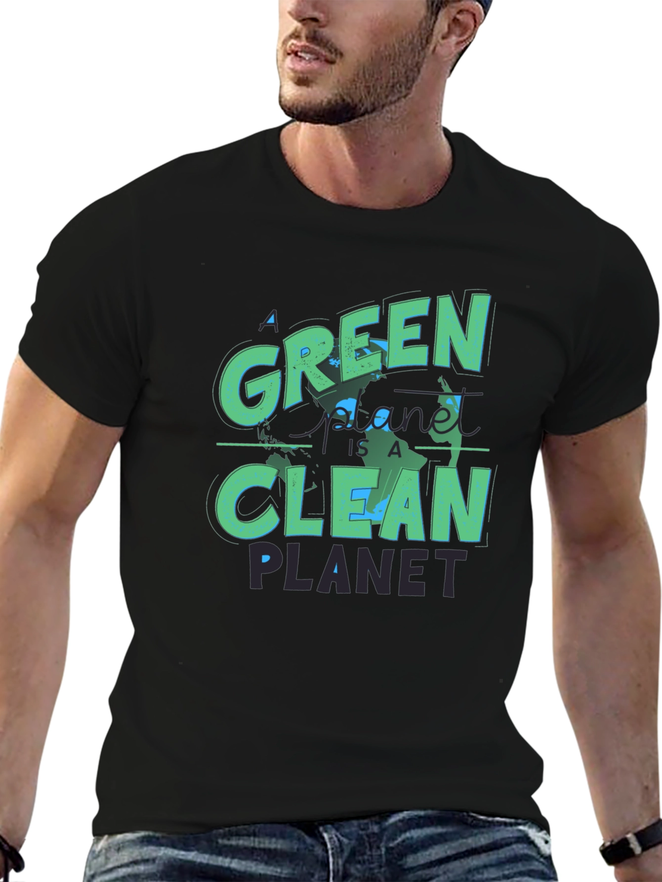 Eco-Friendly Green Planet T-Shirt - Clean Earth Design