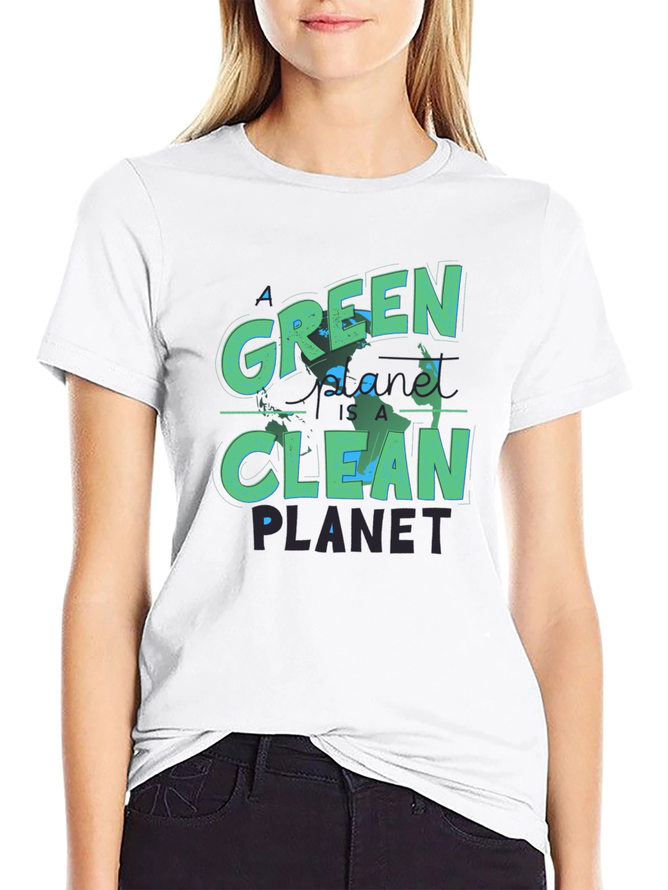 Eco-Friendly Green Planet T-Shirt - Clean Earth Design
