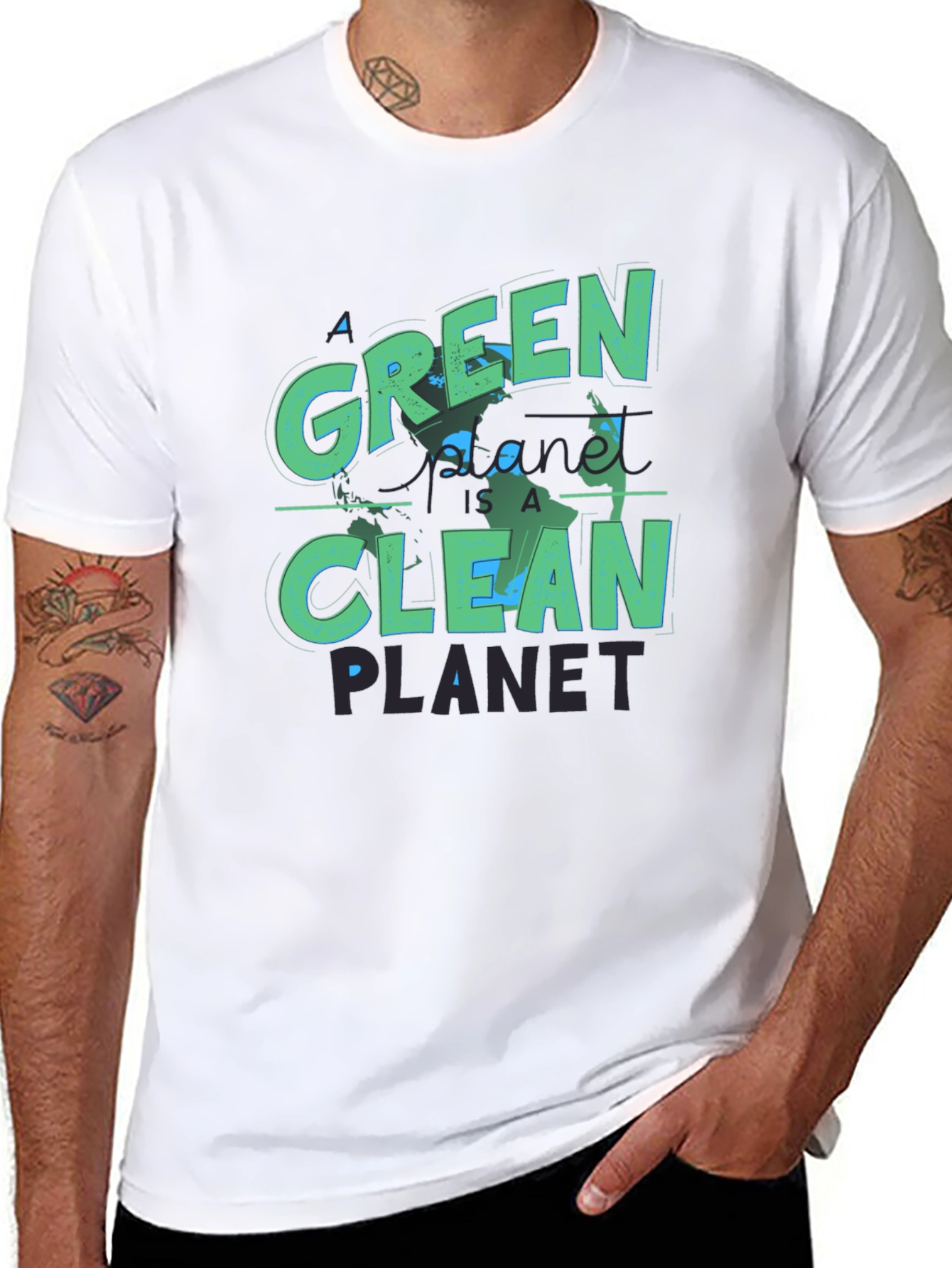 Eco-Friendly Green Planet T-Shirt - Clean Earth Design