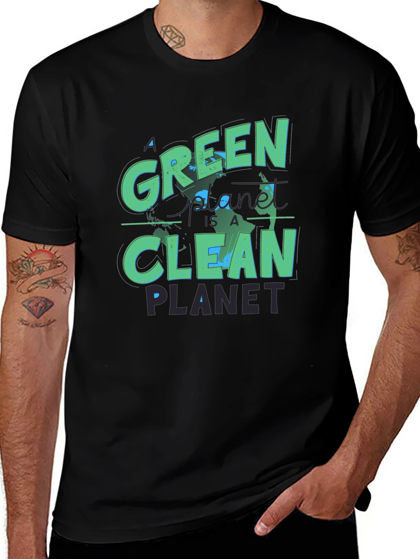 Eco-Friendly Green Planet T-Shirt - Clean Earth Design