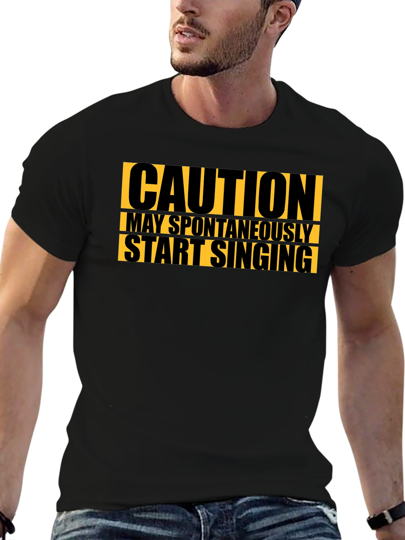 Caution May Spontaneously Start Singing Black T-Shirt