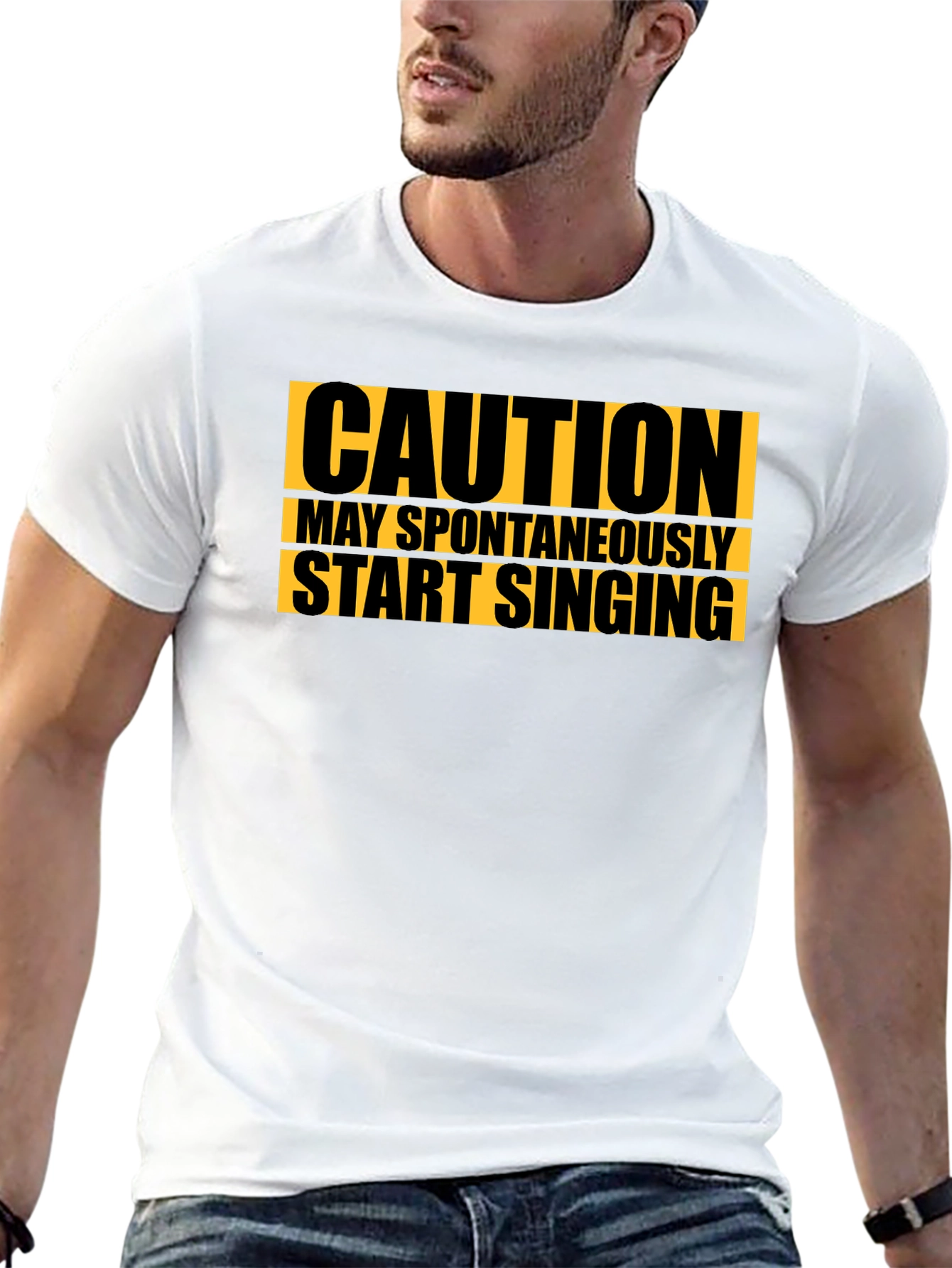 Caution May Spontaneously Start Singing Black T-Shirt