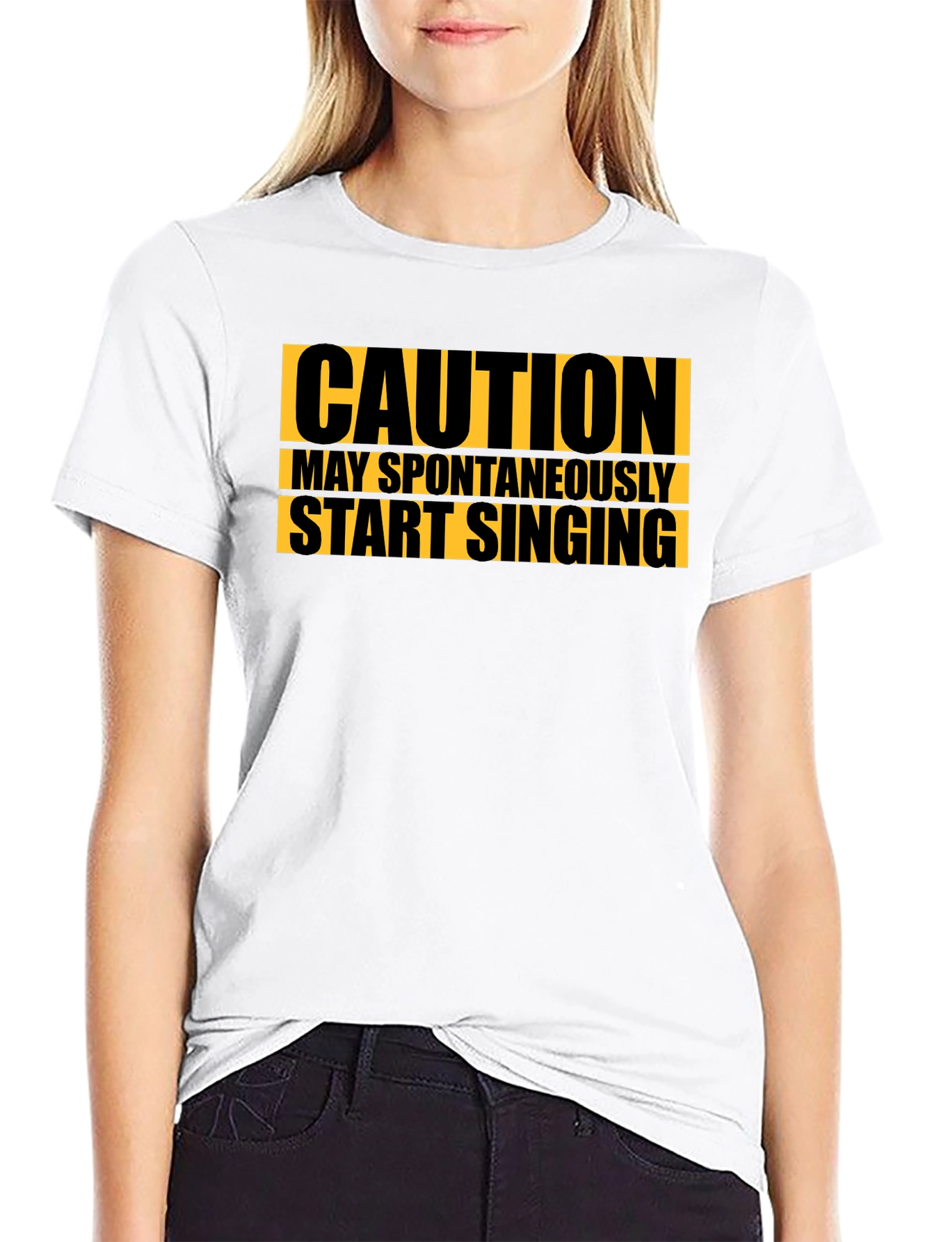 Caution May Spontaneously Start Singing Black T-Shirt