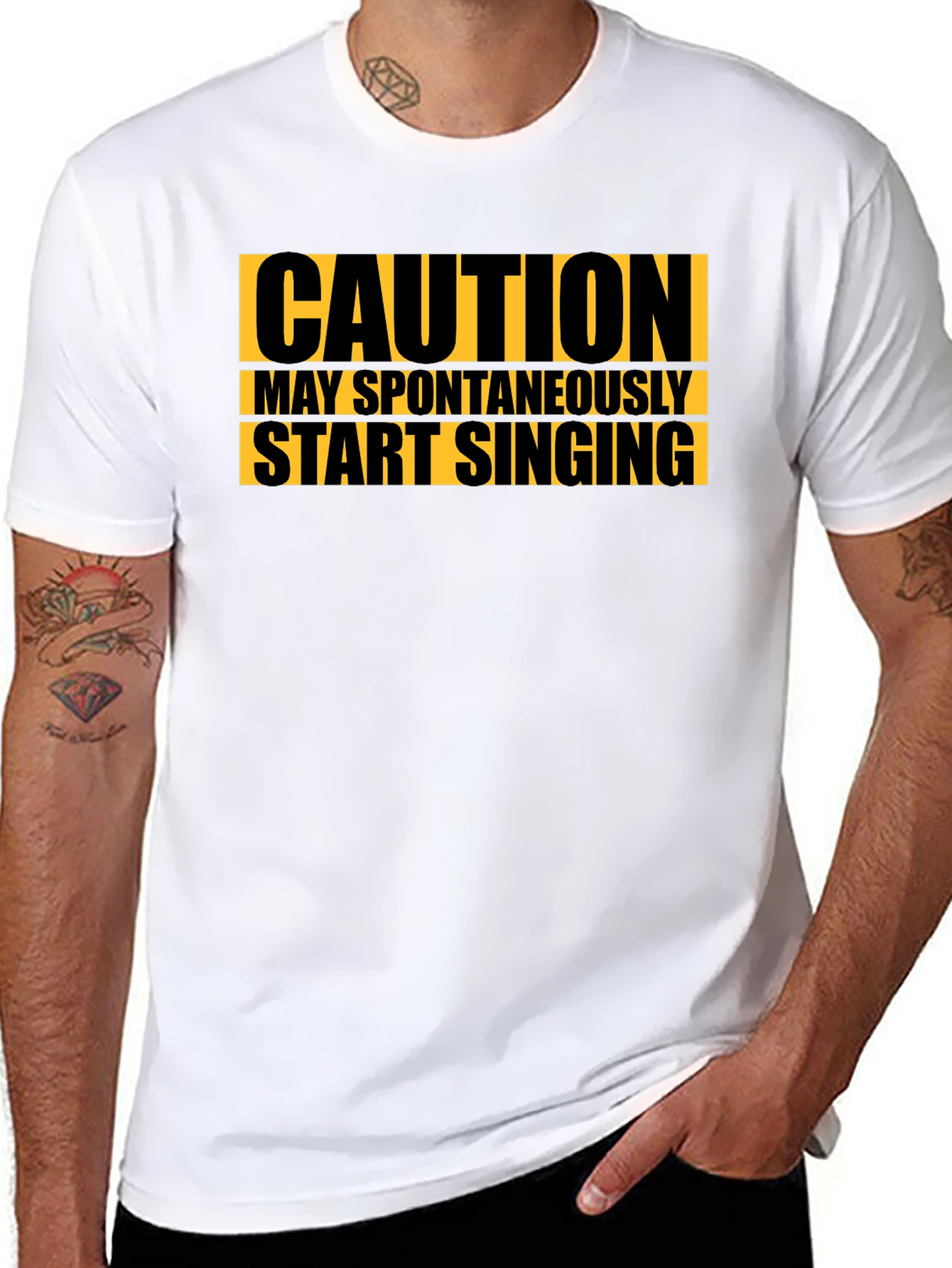 Caution May Spontaneously Start Singing Black T-Shirt