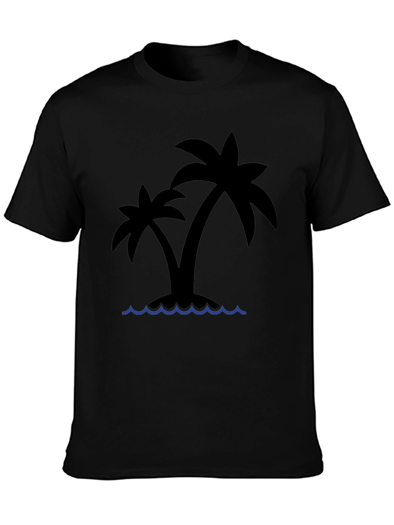Tropical Island Palm Tree Black T-Shirt