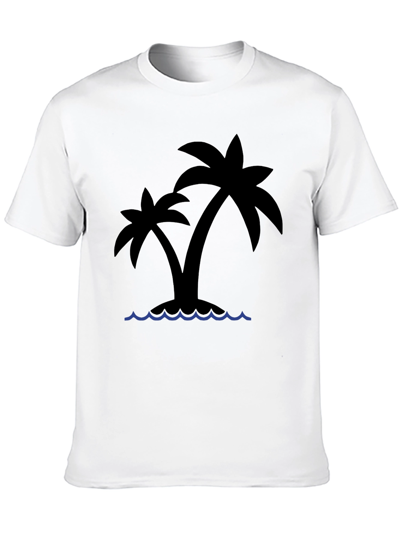 Tropical Island Palm Tree Black T-Shirt