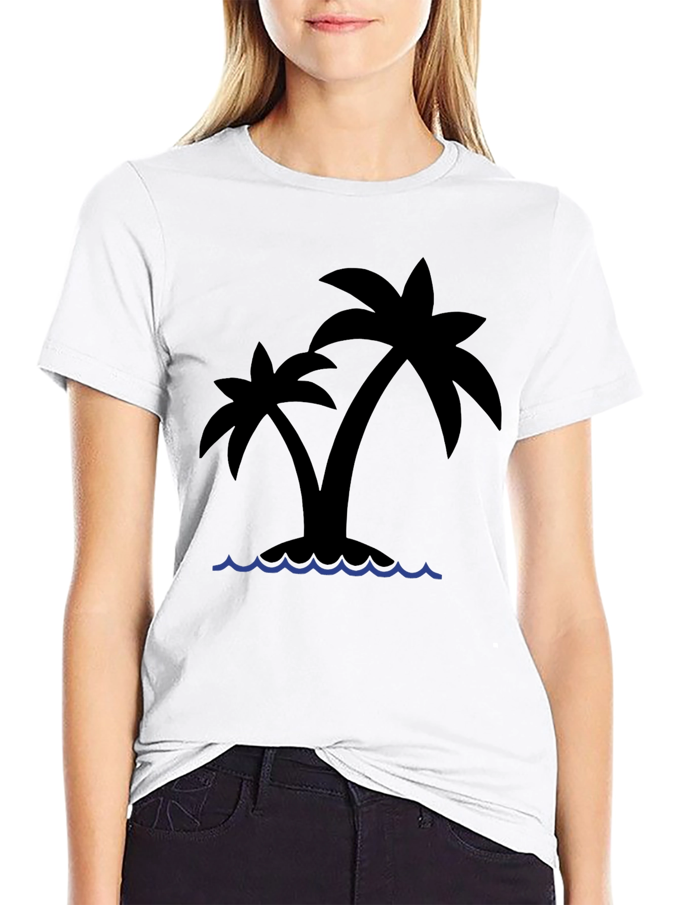 Tropical Island Palm Tree Black T-Shirt