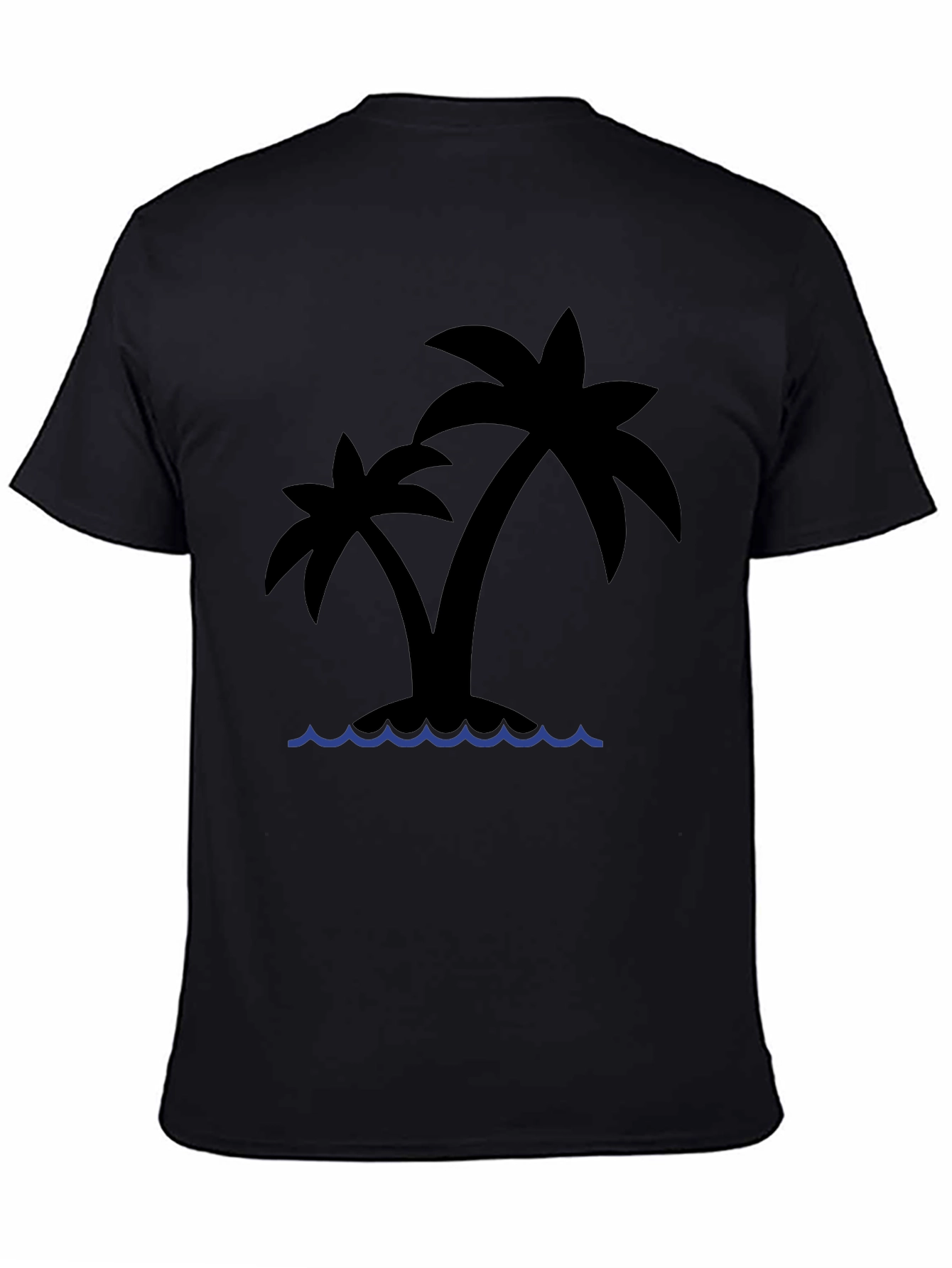 Tropical Island Palm Tree Black T-Shirt