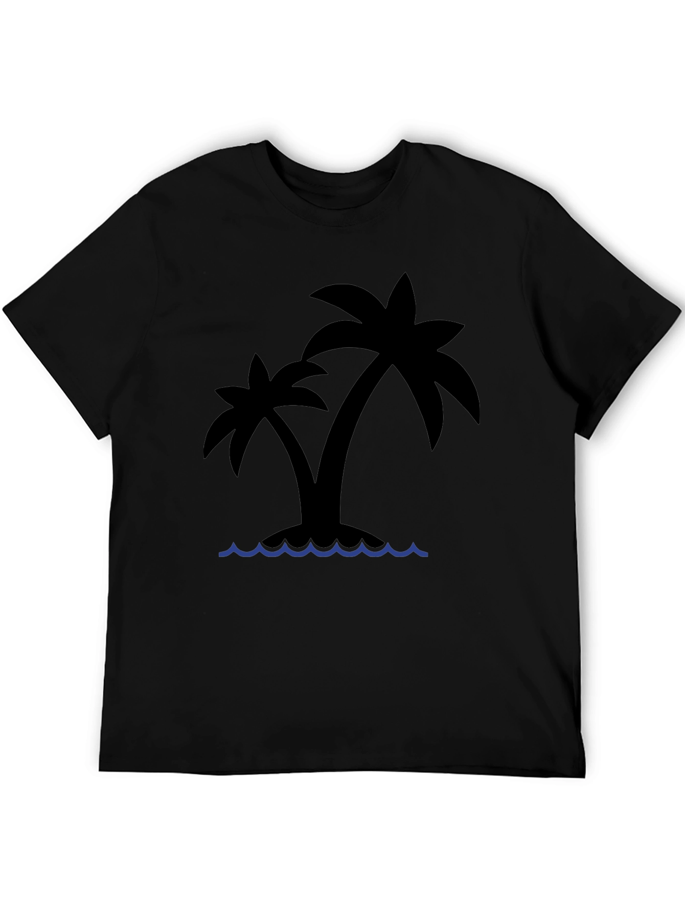 Tropical Island Palm Tree Black T-Shirt