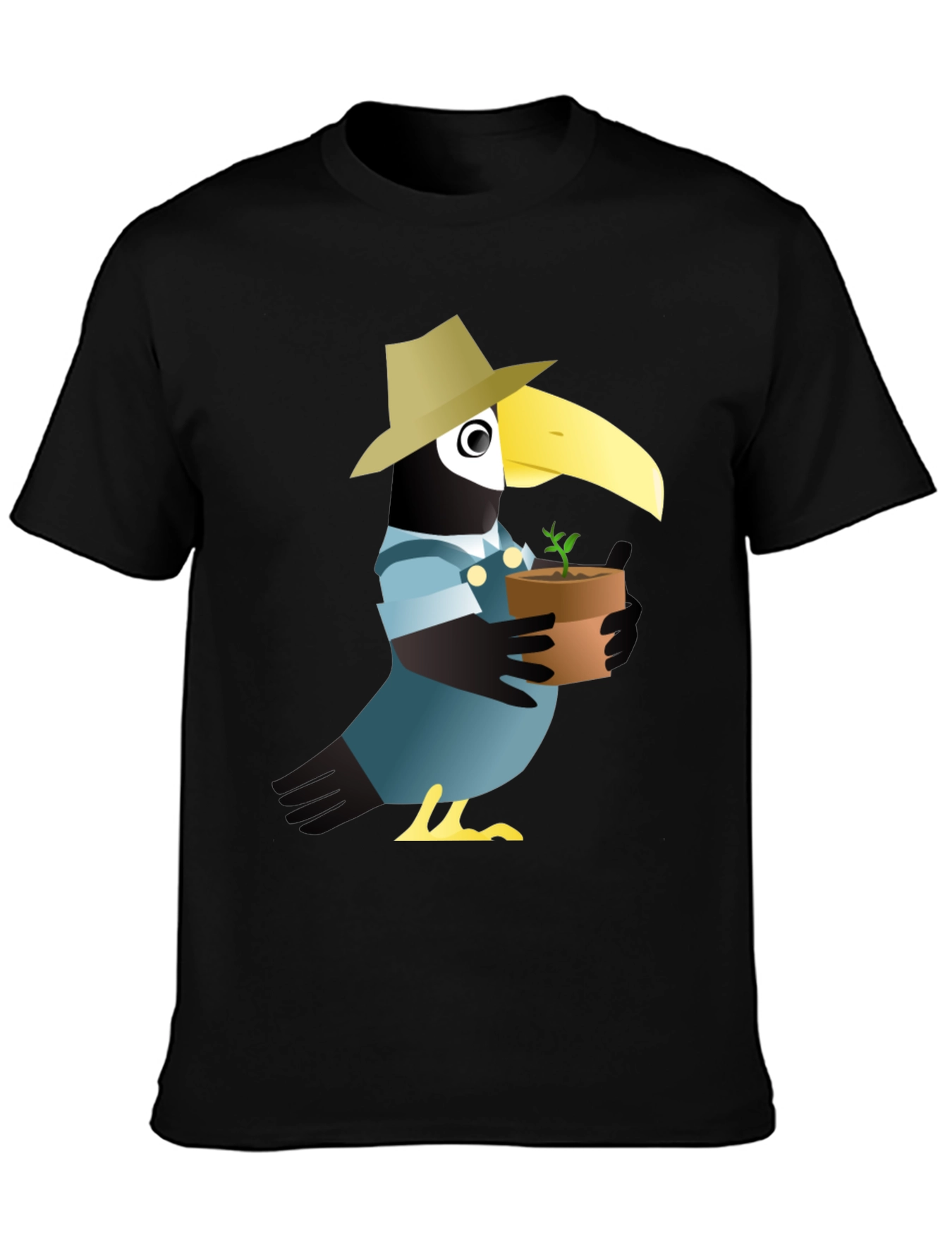 Quirky Crow Gardener Graphic Tee - Black Cotton