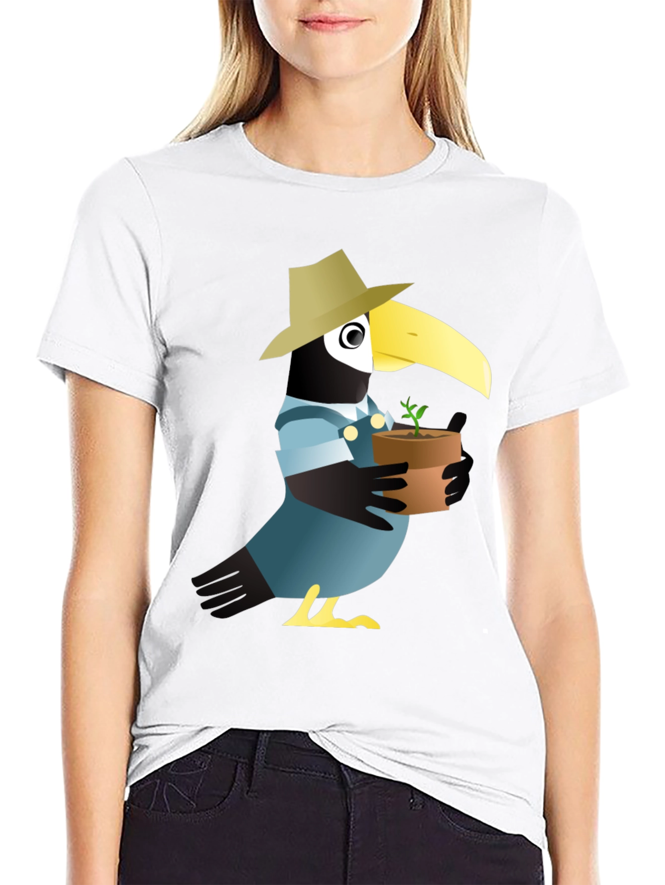 Quirky Crow Gardener Graphic Tee - Black Cotton