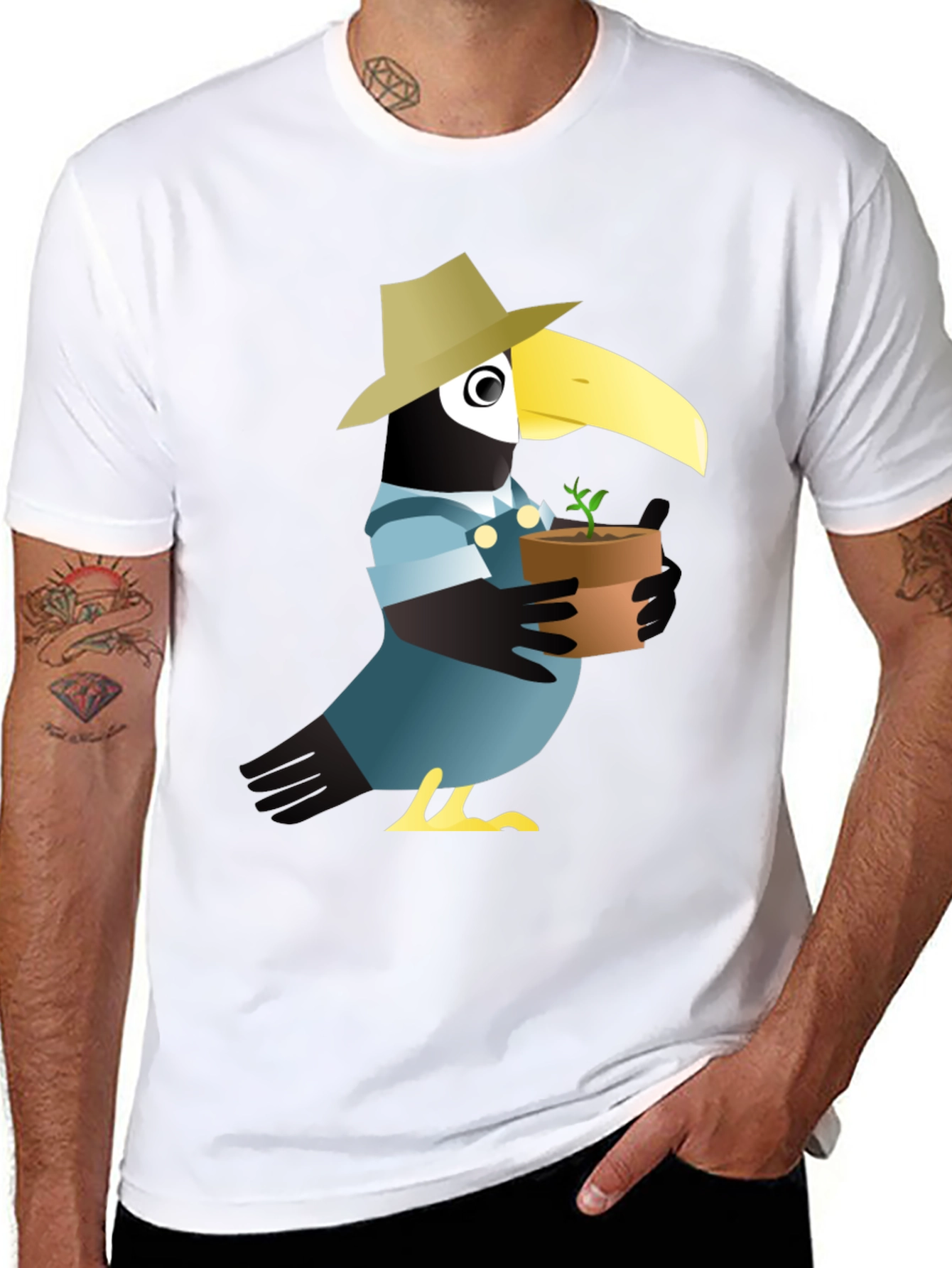 Quirky Crow Gardener Graphic Tee - Black Cotton