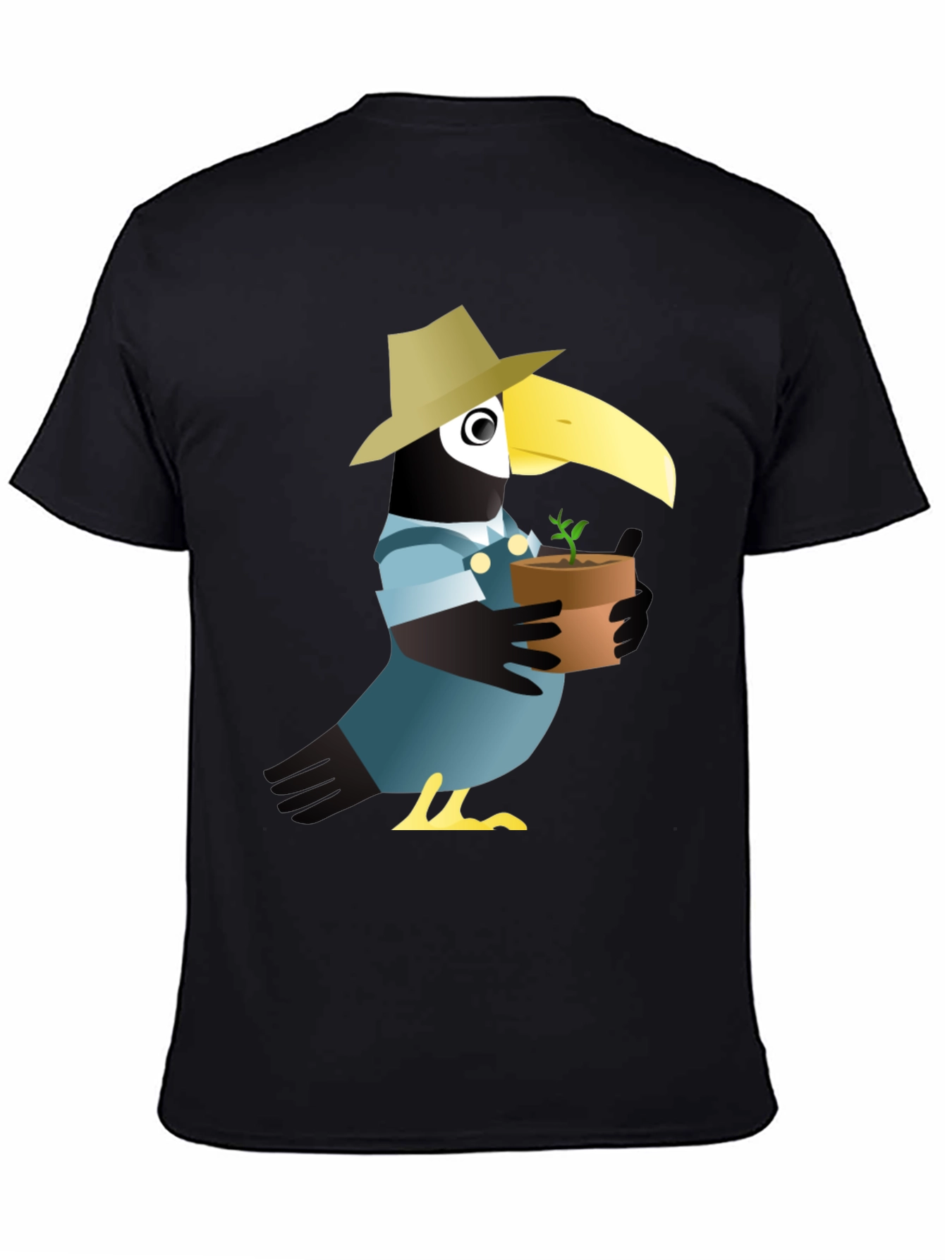 Quirky Crow Gardener Graphic Tee - Black Cotton