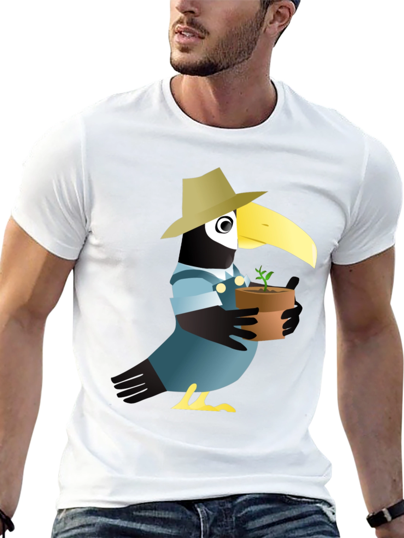 Quirky Crow Gardener Graphic Tee - Black Cotton