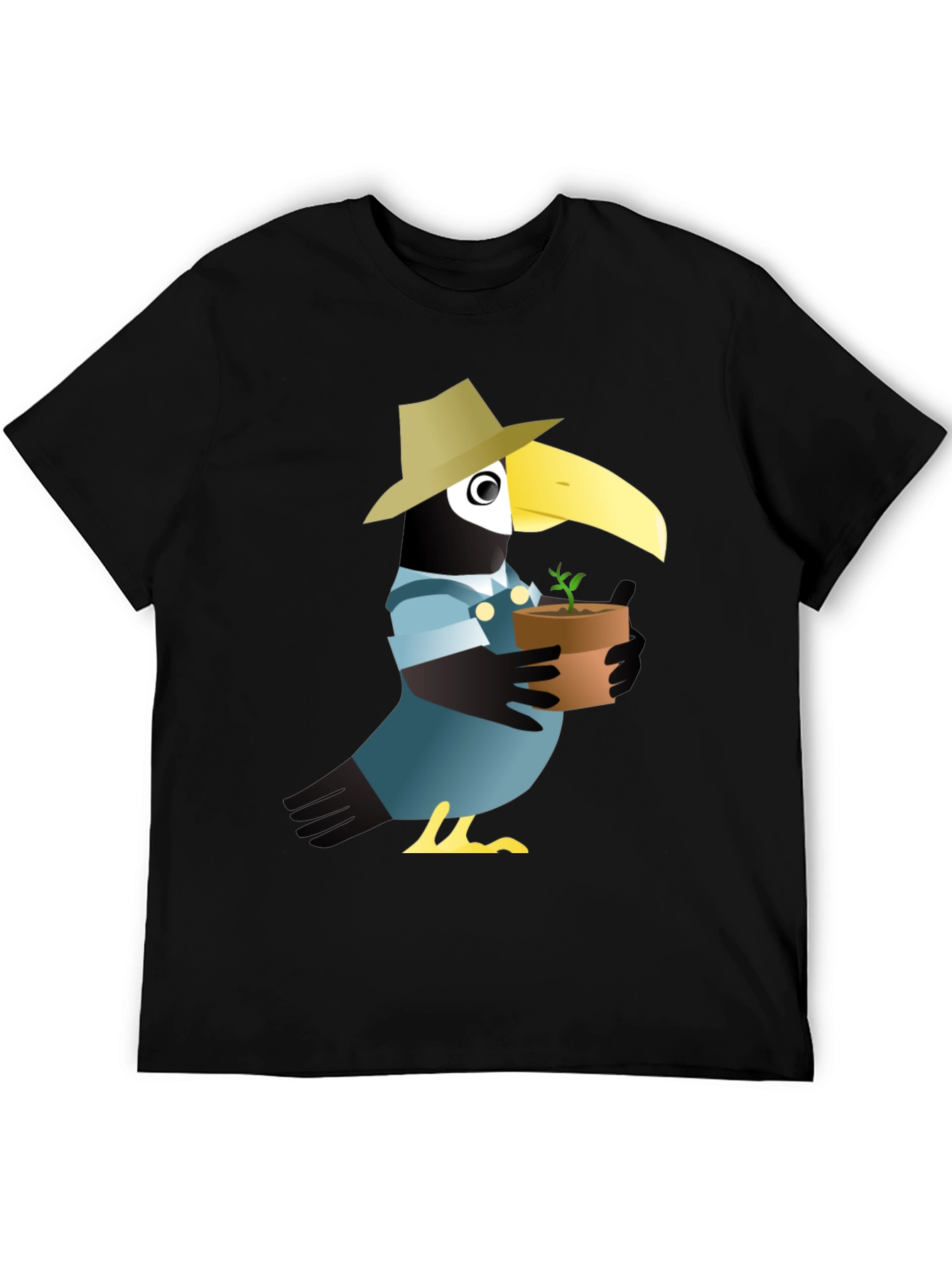Quirky Crow Gardener Graphic Tee - Black Cotton