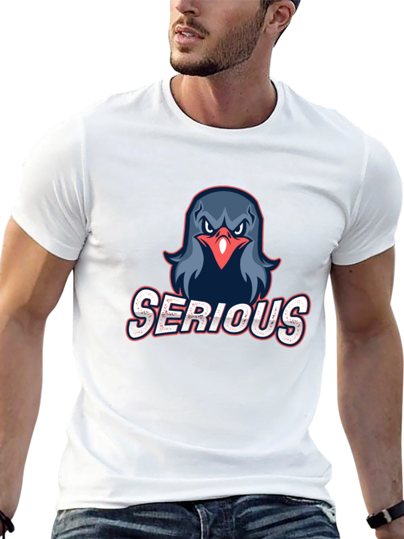 Serious Bird Graphic T-Shirt - Casual Style