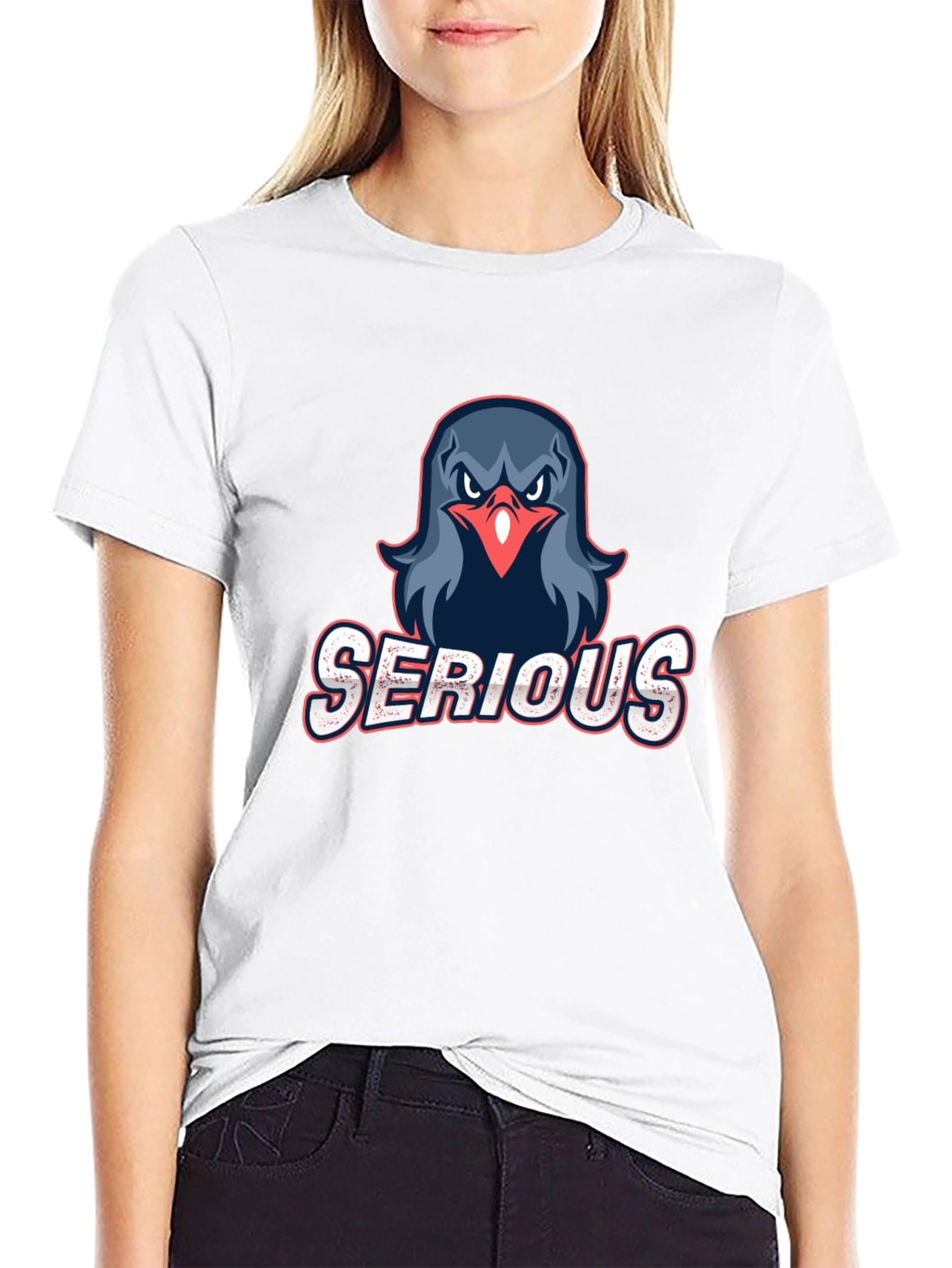 Serious Bird Graphic T-Shirt - Casual Style