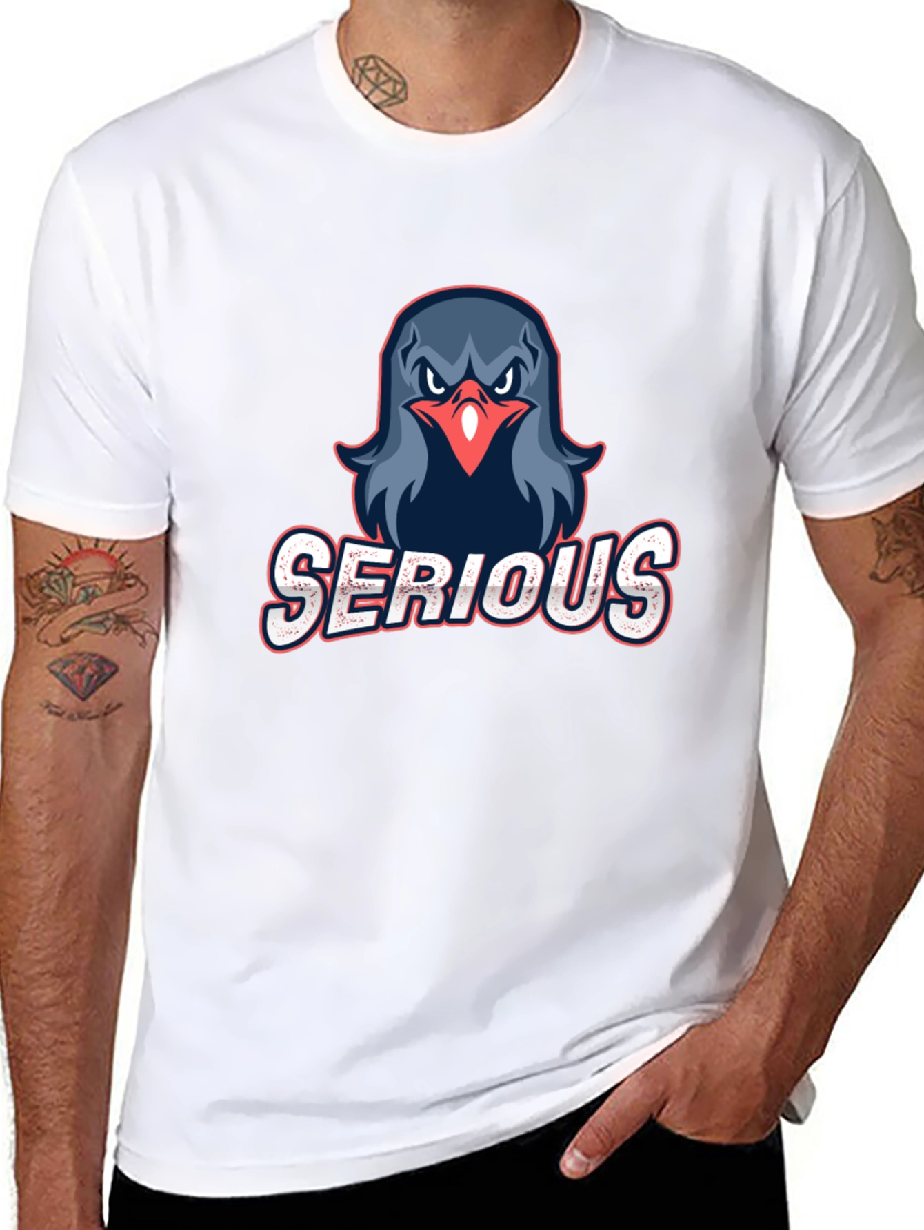 Serious Bird Graphic T-Shirt - Casual Style