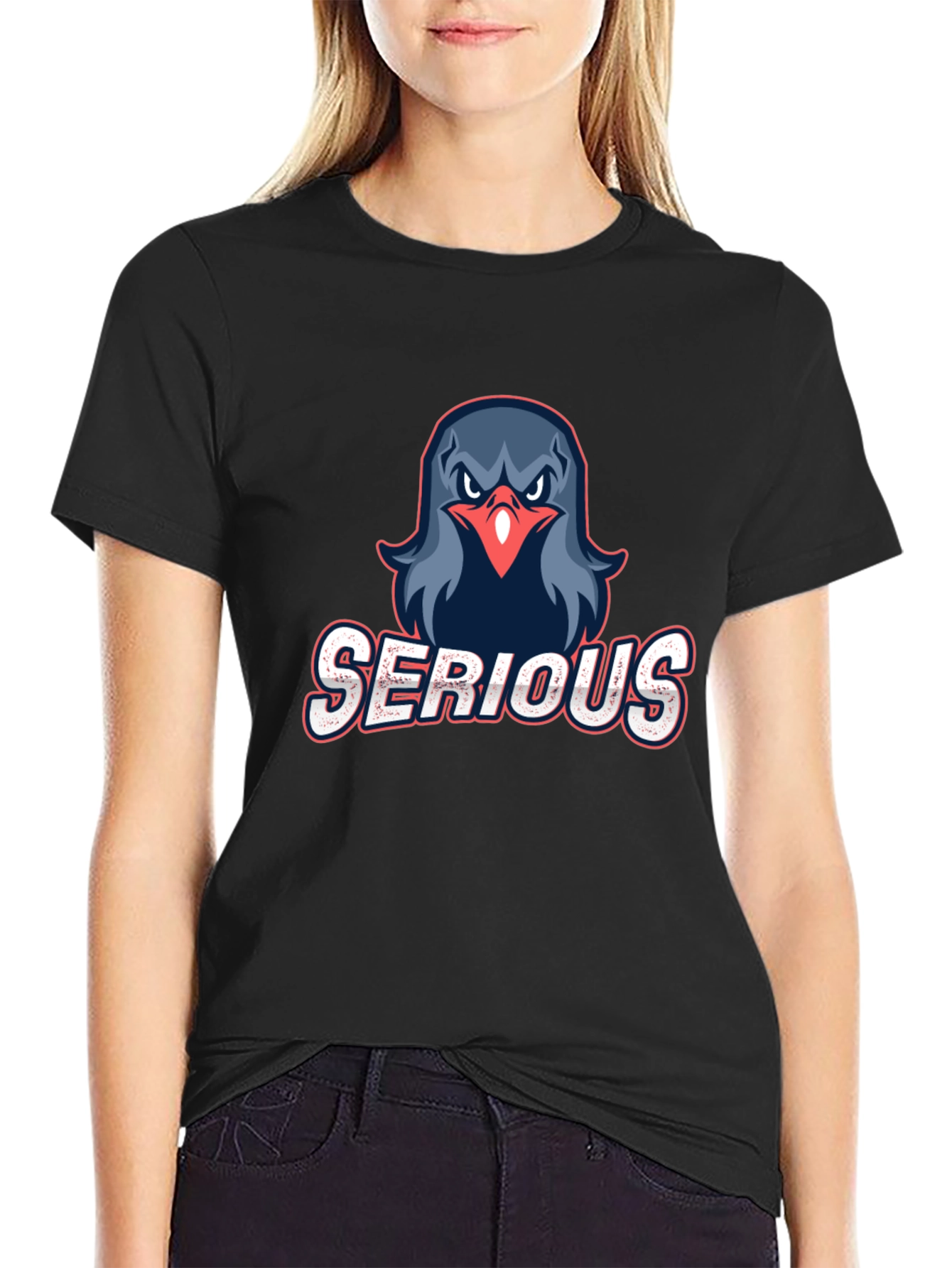 Serious Bird Graphic T-Shirt - Casual Style
