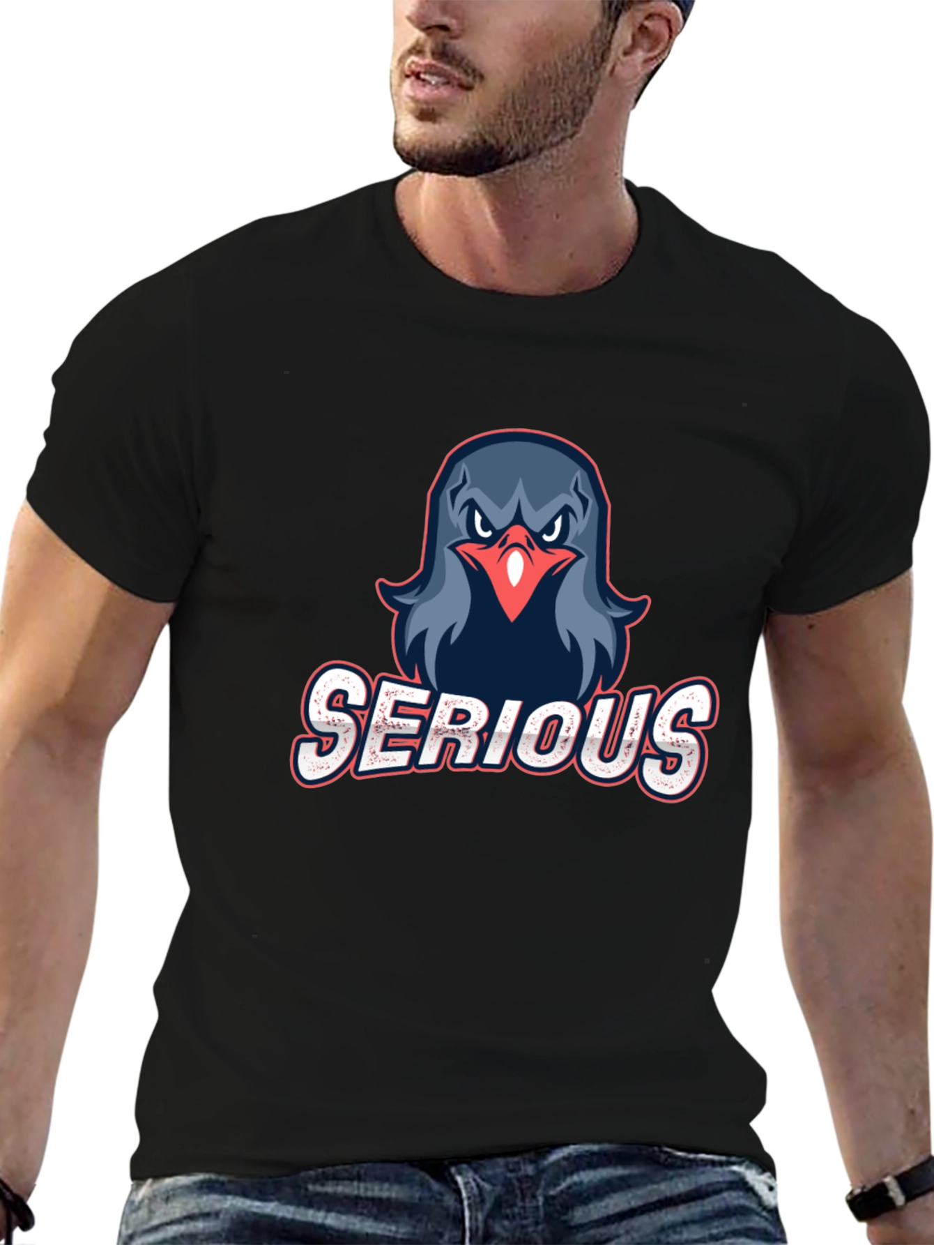 Serious Bird Graphic T-Shirt - Casual Style