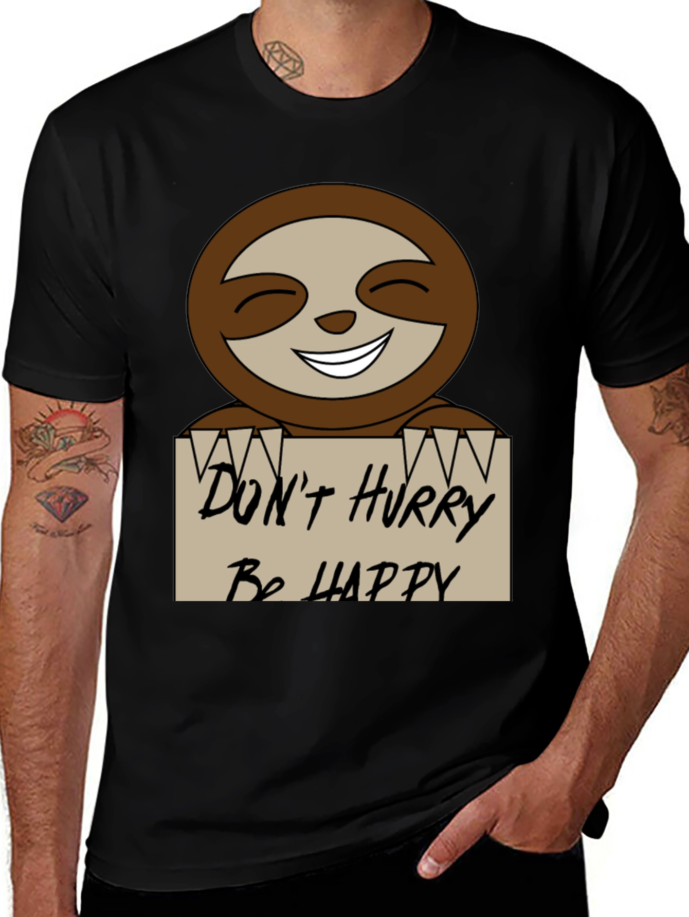 Dont Hurry Be Happy Sloth Graphic Tee