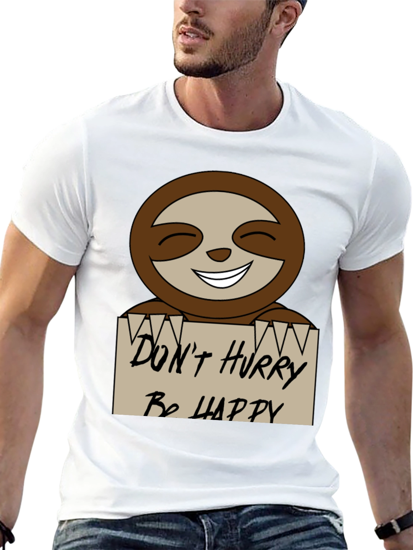 Dont Hurry Be Happy Sloth Graphic Tee