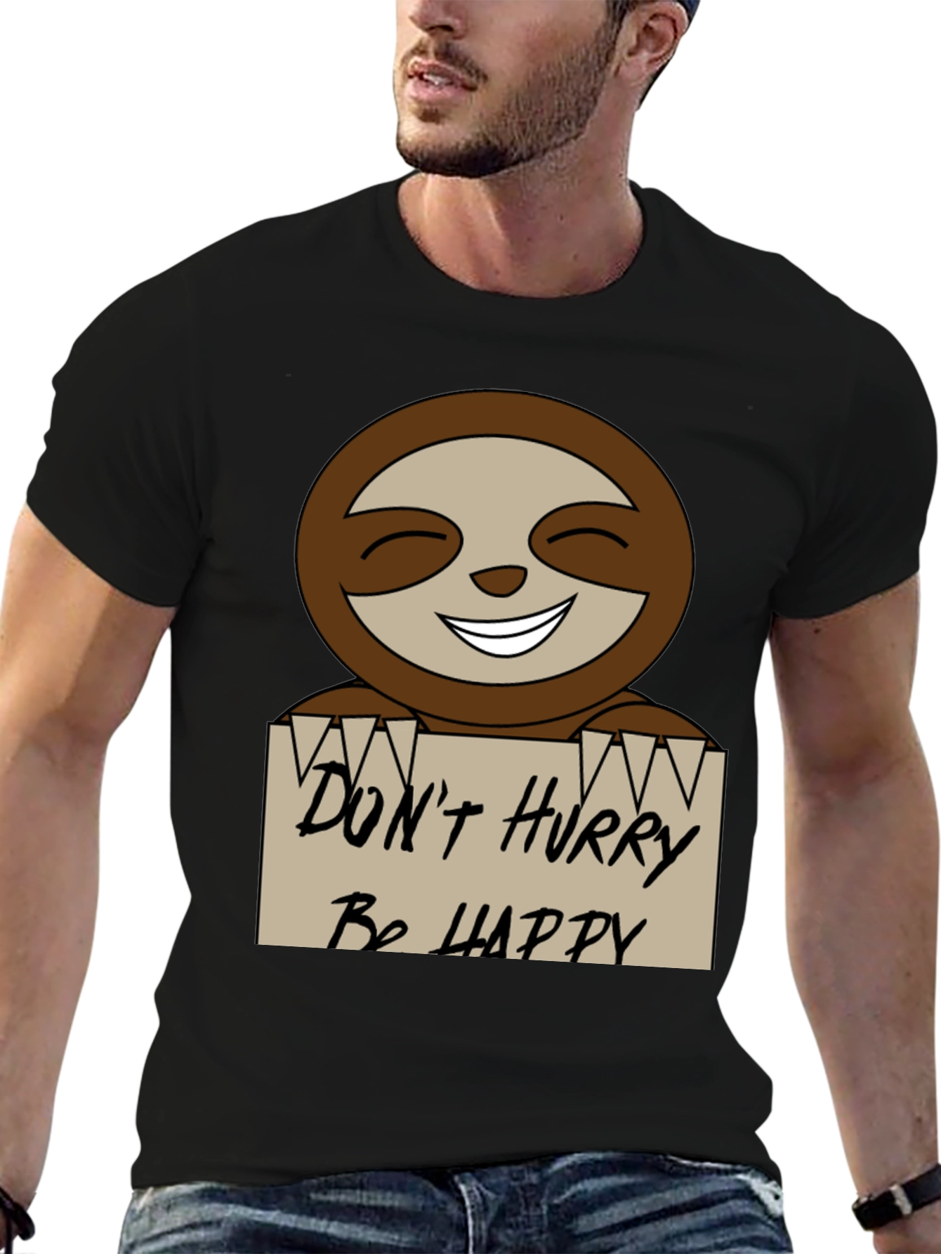 Dont Hurry Be Happy Sloth Graphic Tee