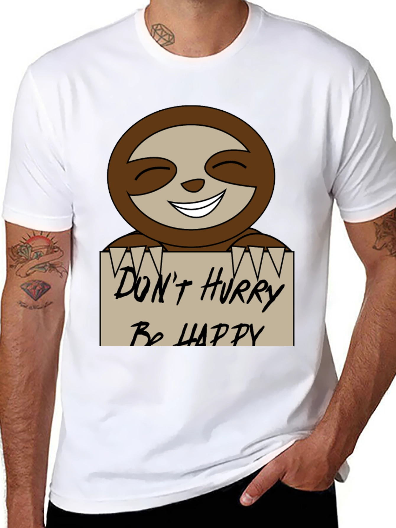 Dont Hurry Be Happy Sloth Graphic Tee