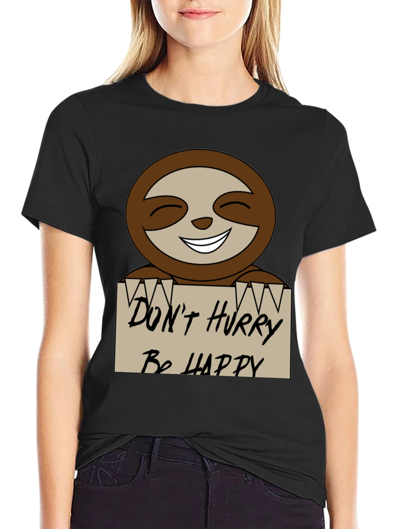 Dont Hurry Be Happy Sloth Graphic Tee