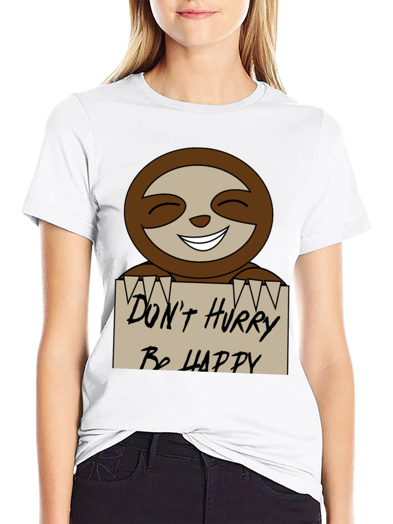 Dont Hurry Be Happy Sloth Graphic Tee