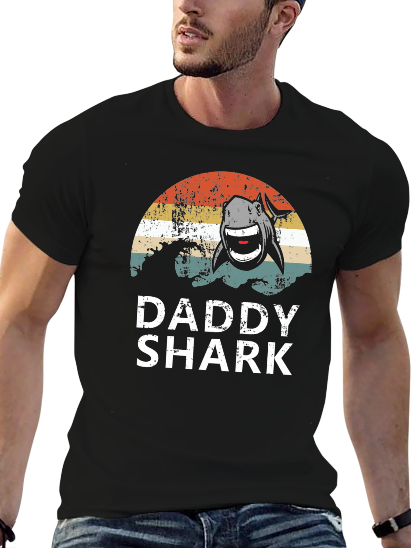 Daddy Shark Graphic T-Shirt - Black
