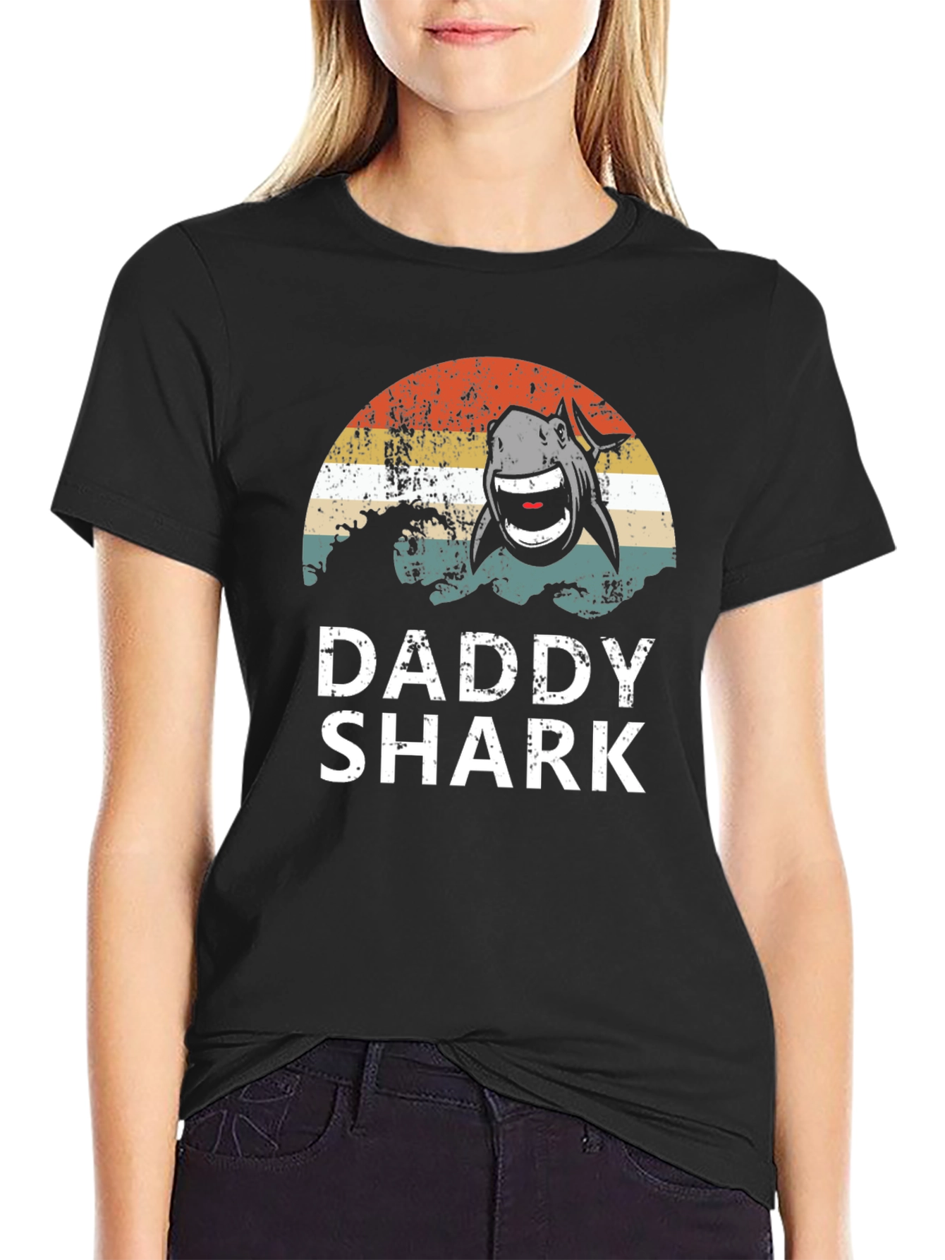 Daddy Shark Graphic T-Shirt - Black