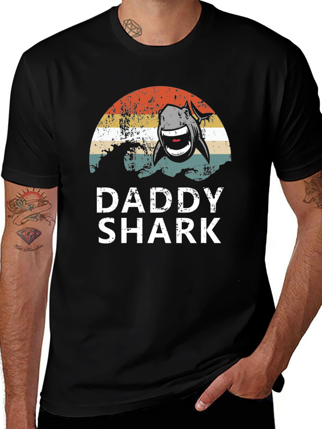 Daddy Shark Graphic T-Shirt - Black